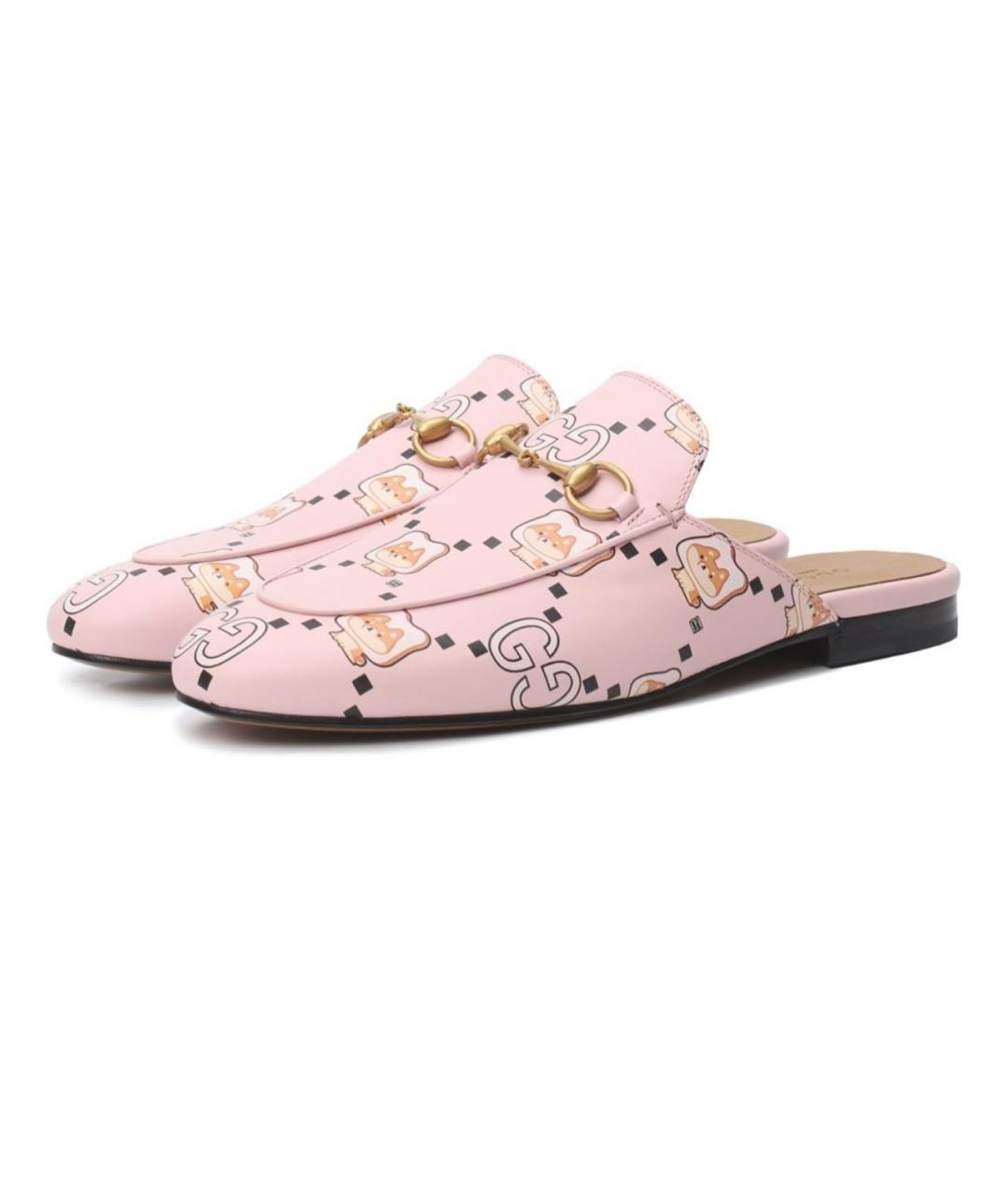 GUCCI Розовые кожаные мюли, фото 4