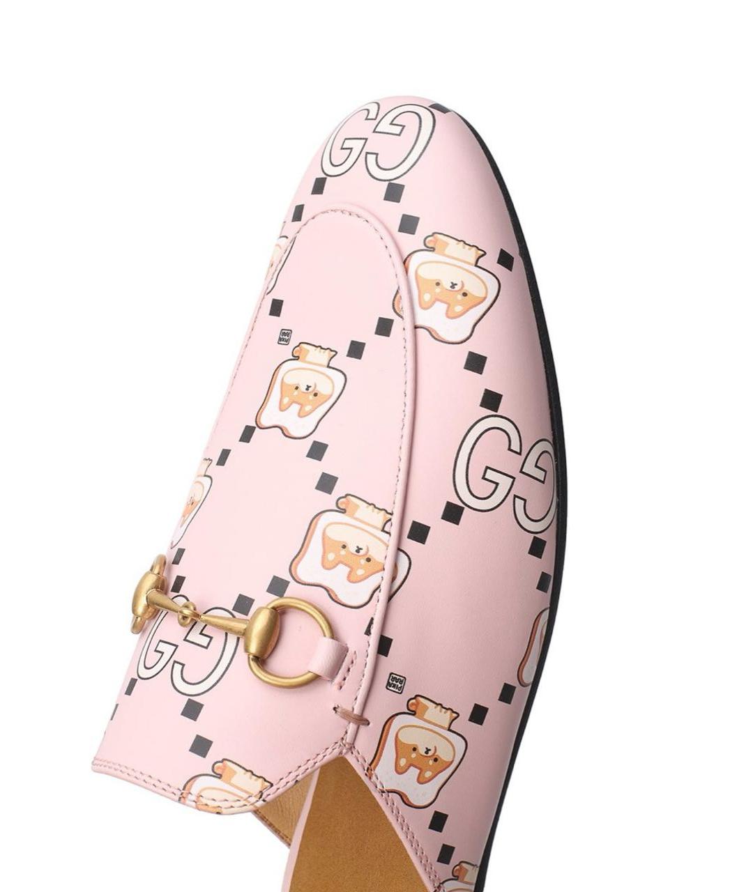 GUCCI Розовые кожаные мюли, фото 6