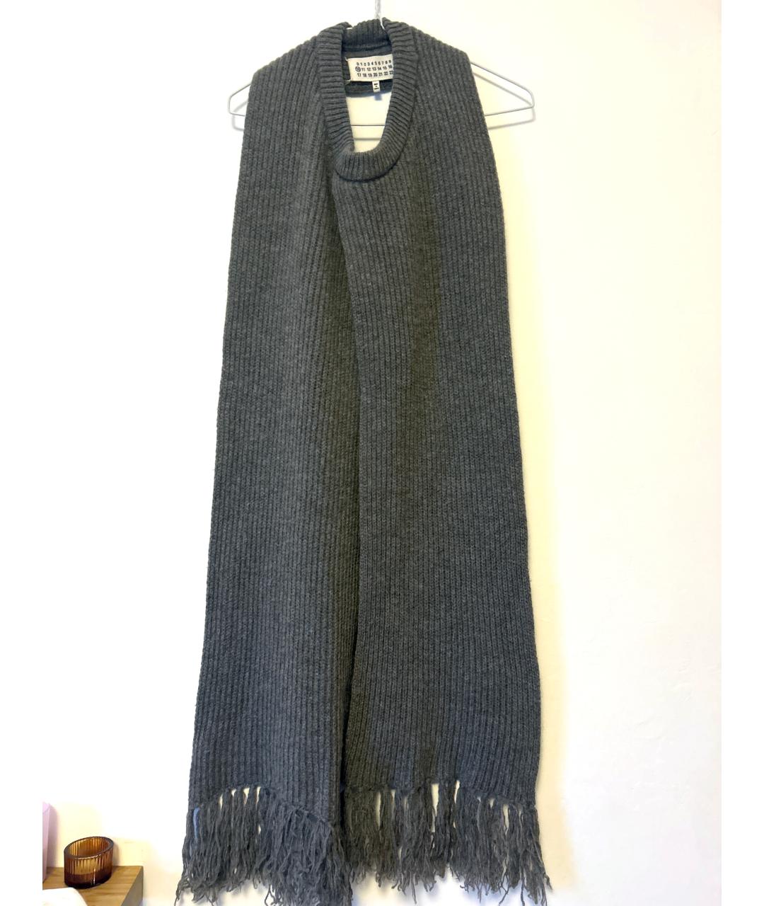 MAISON MARGIELA Серый шерстяной шарф, фото 10