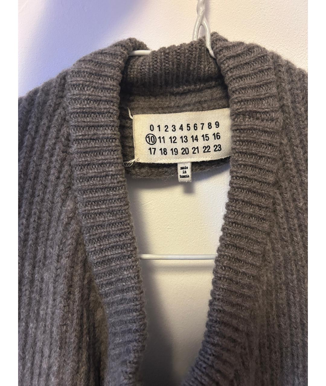 MAISON MARGIELA Серый шерстяной шарф, фото 6