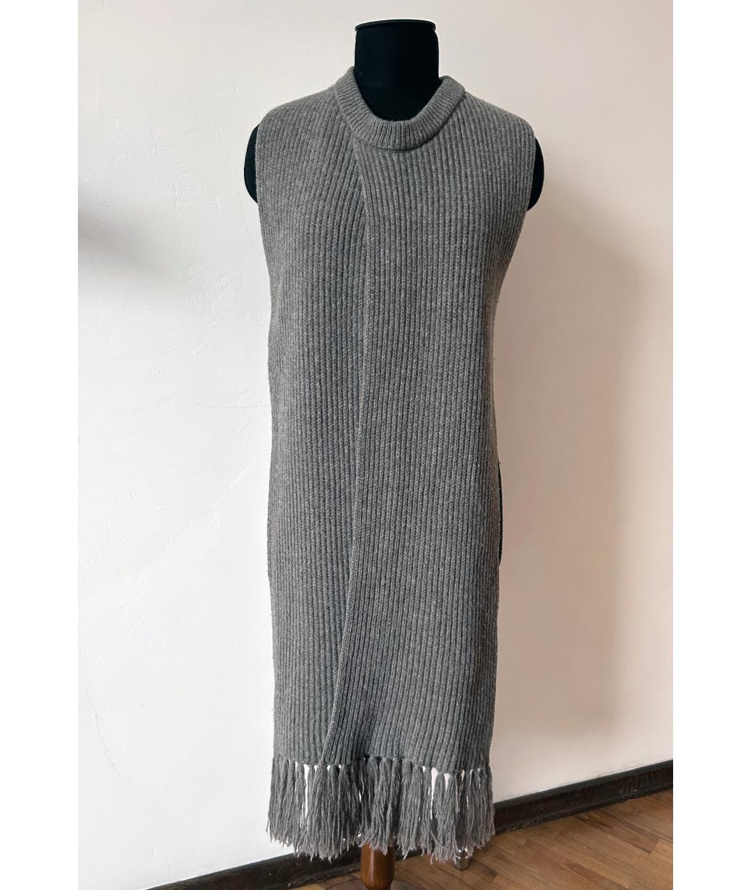 MAISON MARGIELA Серый шерстяной шарф, фото 4