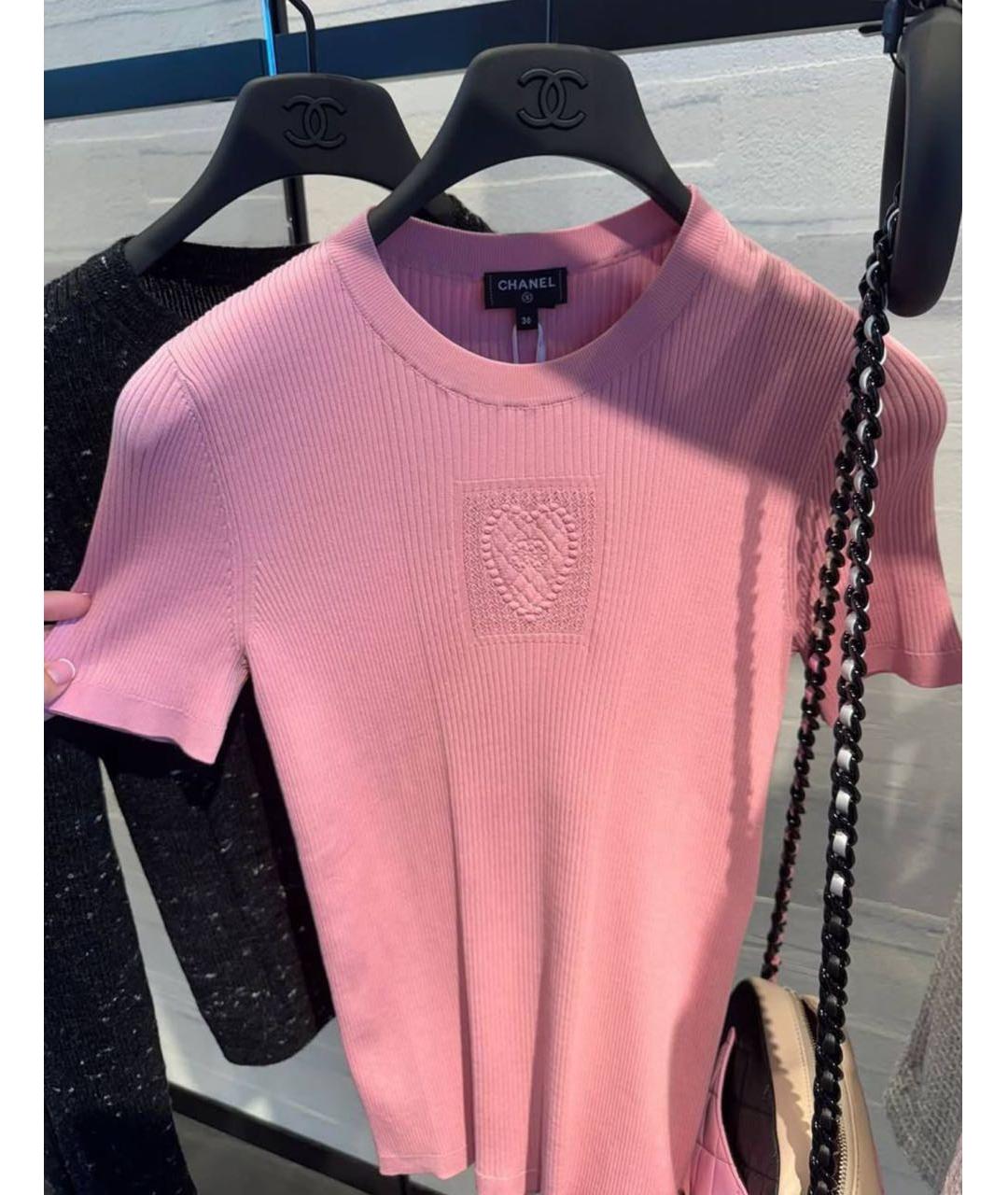 CHANEL Розовая хлопковая футболка, фото 2