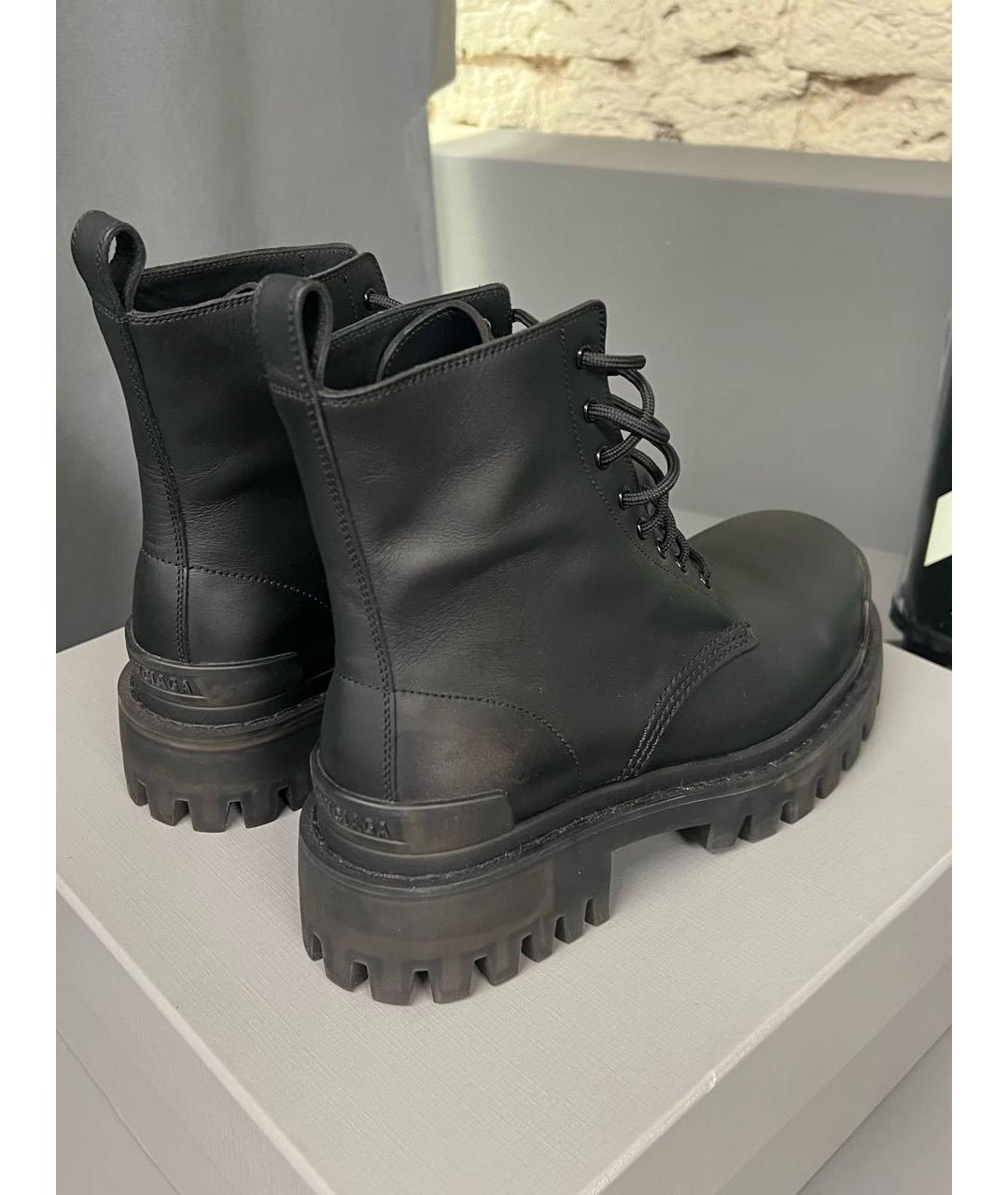 BALENCIAGA Черные кожаные ботинки, фото 4