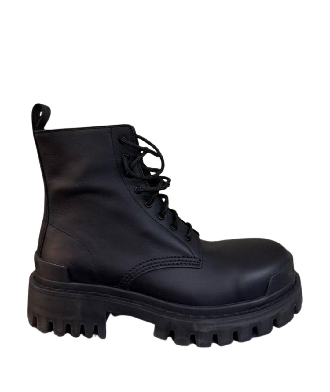 BALENCIAGA Черные кожаные ботинки, фото 1