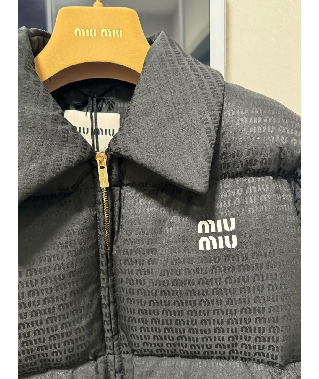 MIU MIU Черный полиэстеровый пуховик, фото 4