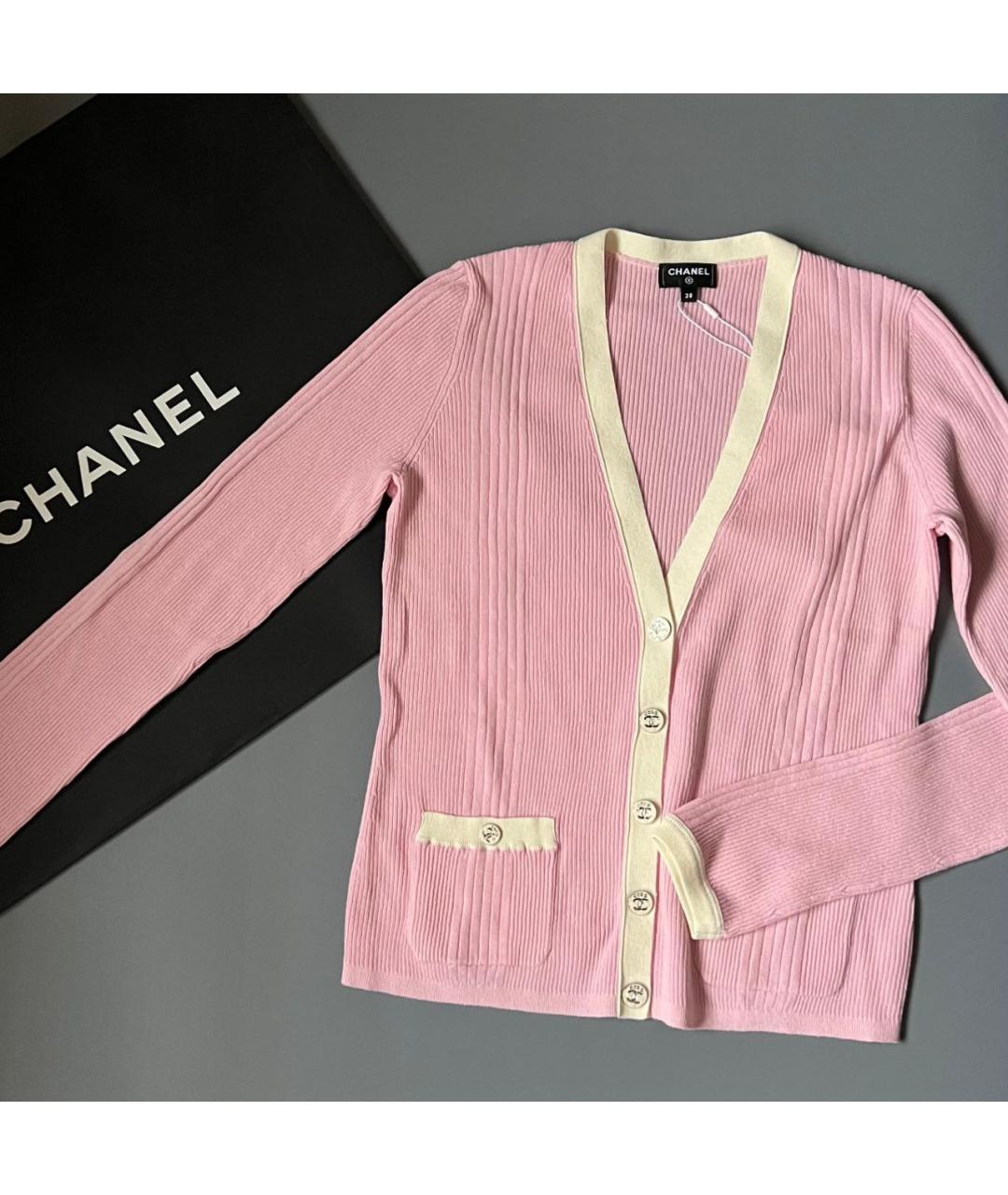 CHANEL Розовый хлопковый кардиган, фото 3