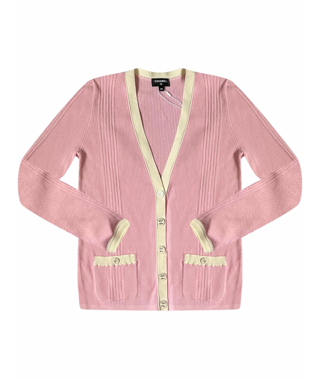 CHANEL Розовый хлопковый кардиган, фото 1