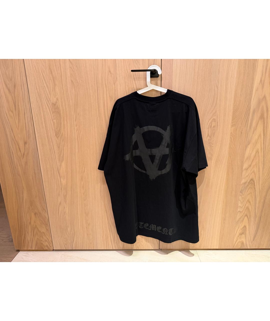 VETEMENTS Черная хлопковая футболка, фото 2