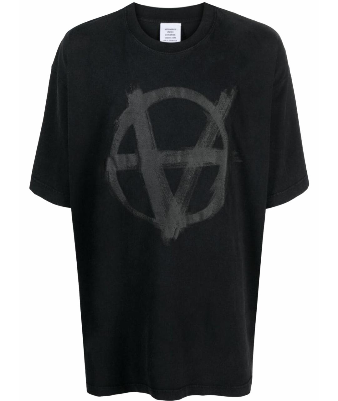 VETEMENTS Черная хлопковая футболка, фото 1