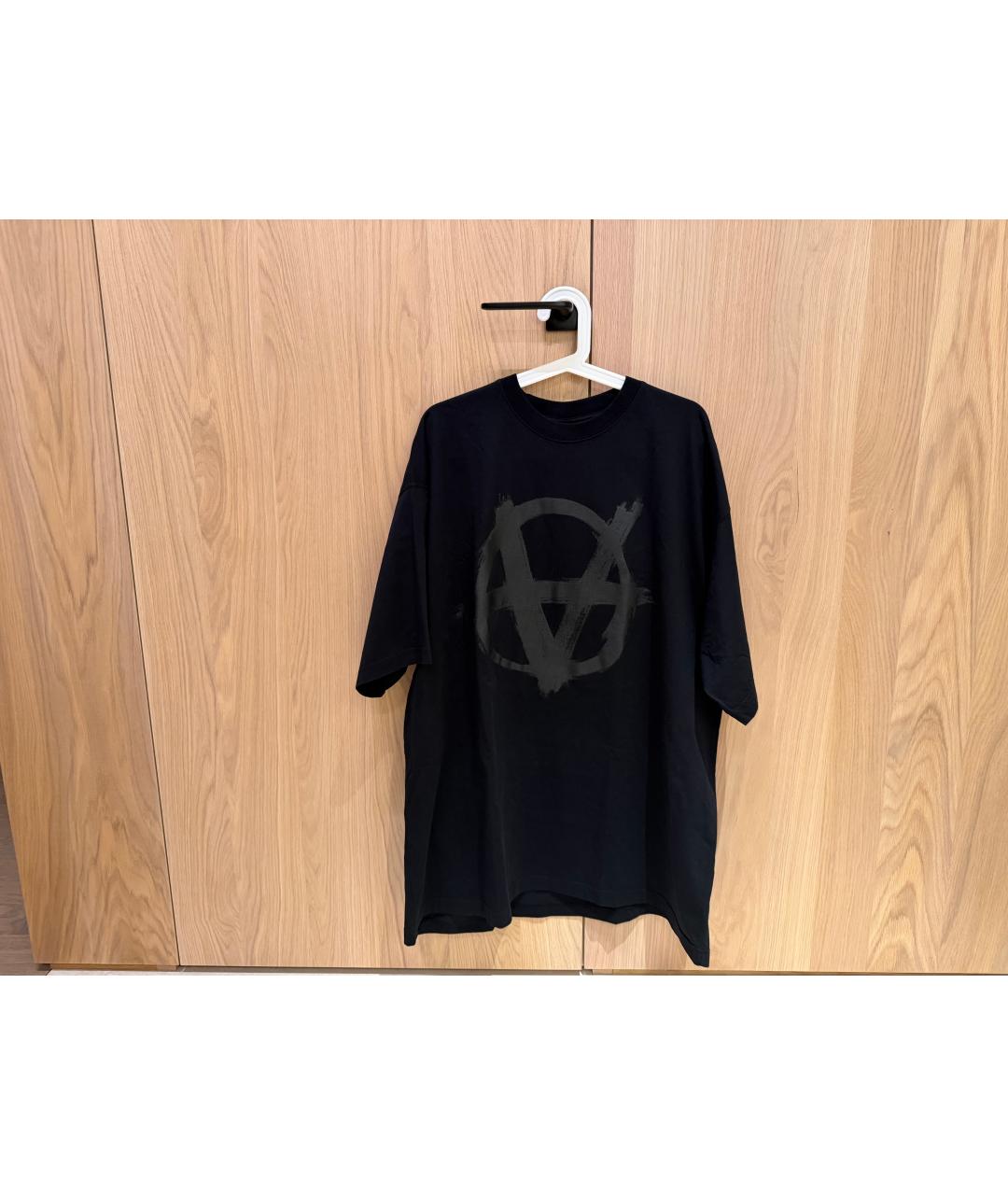 VETEMENTS Черная хлопковая футболка, фото 6