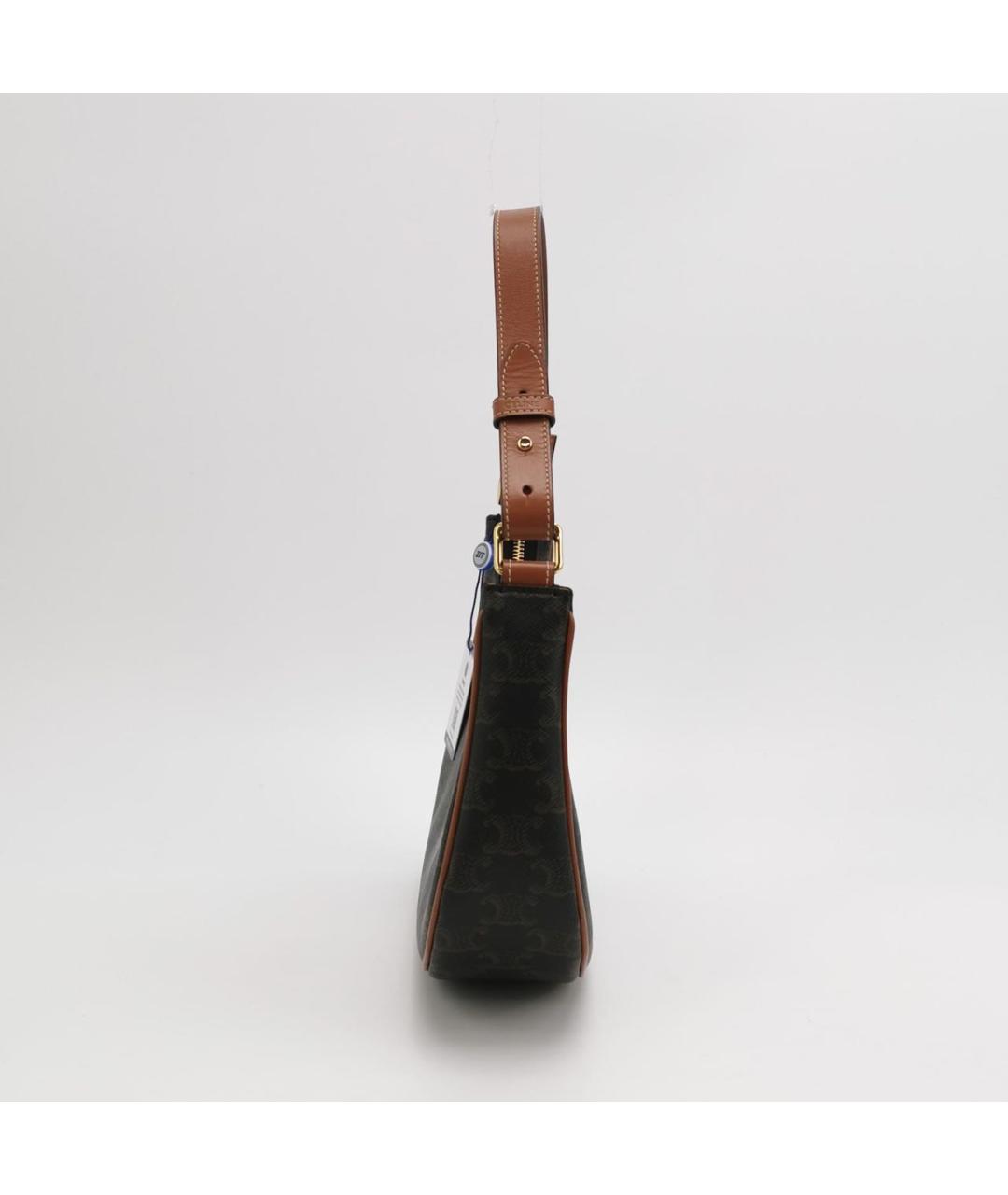 CELINE Коричневая кожаная сумка с короткими ручками, фото 3