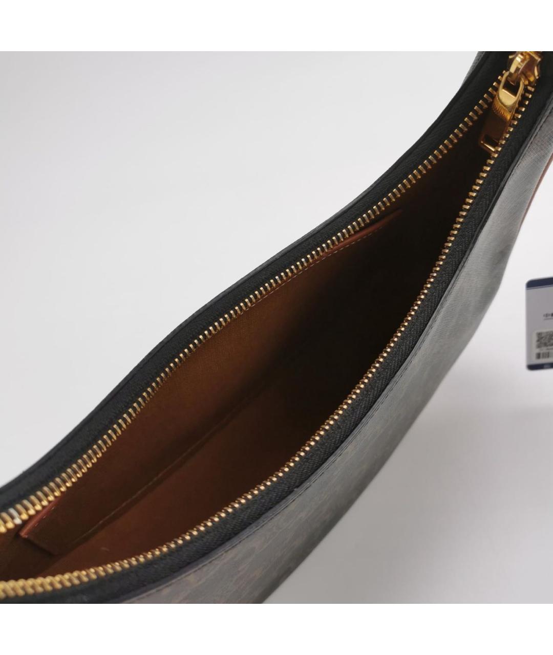 CELINE Коричневая кожаная сумка с короткими ручками, фото 5