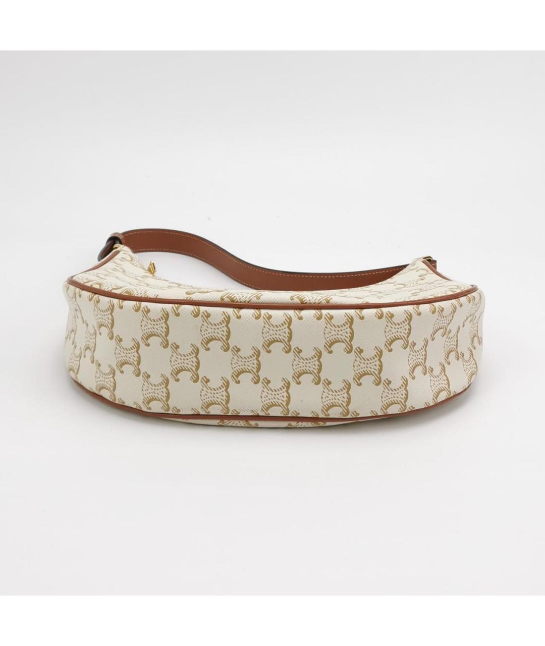 CELINE Бежевая кожаная сумка с короткими ручками, фото 4