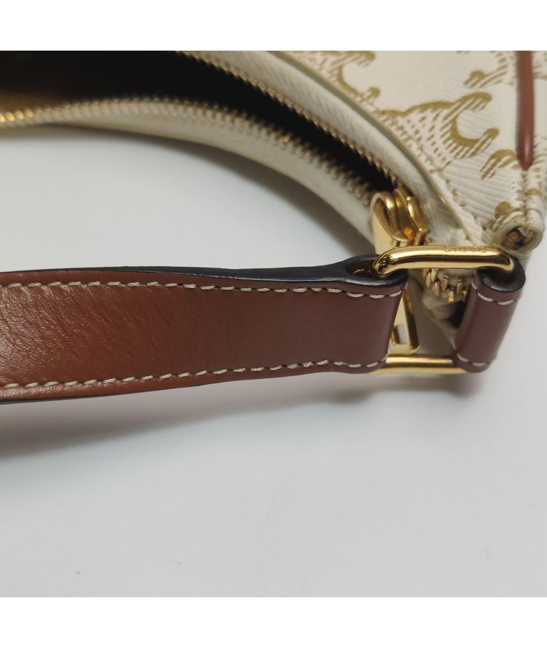 CELINE Бежевая кожаная сумка с короткими ручками, фото 7