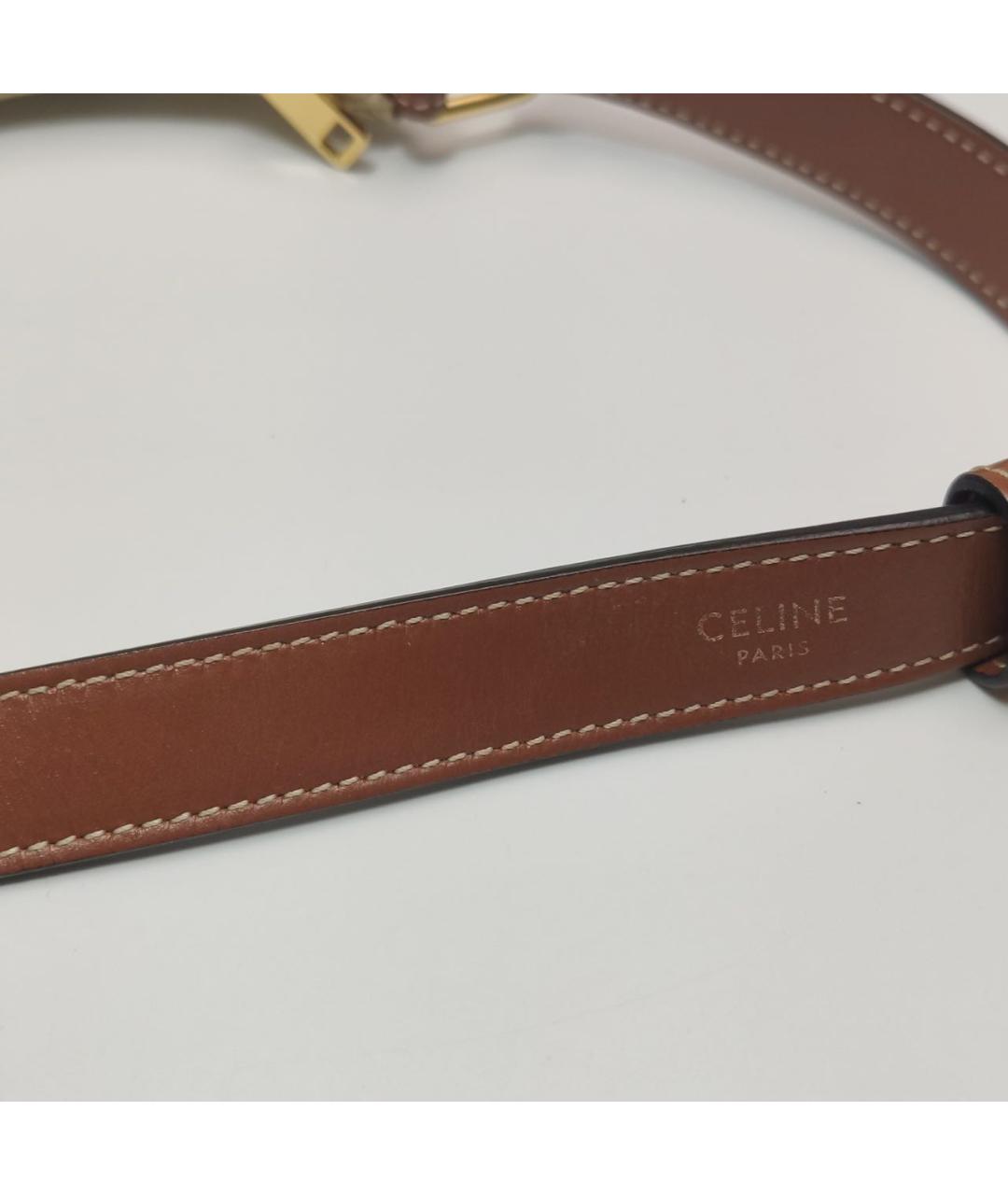 CELINE Бежевая кожаная сумка с короткими ручками, фото 8