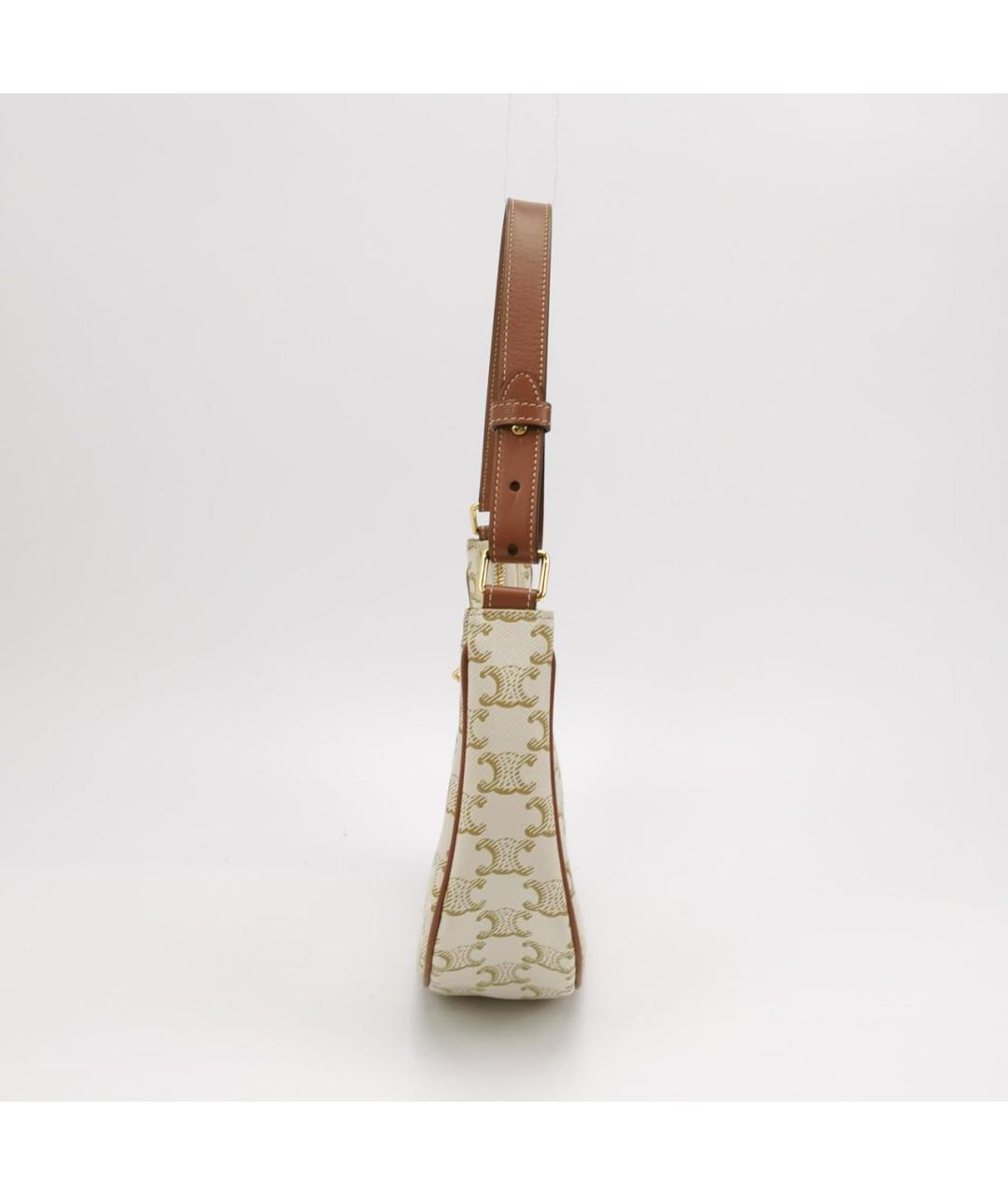 CELINE Бежевая кожаная сумка с короткими ручками, фото 3