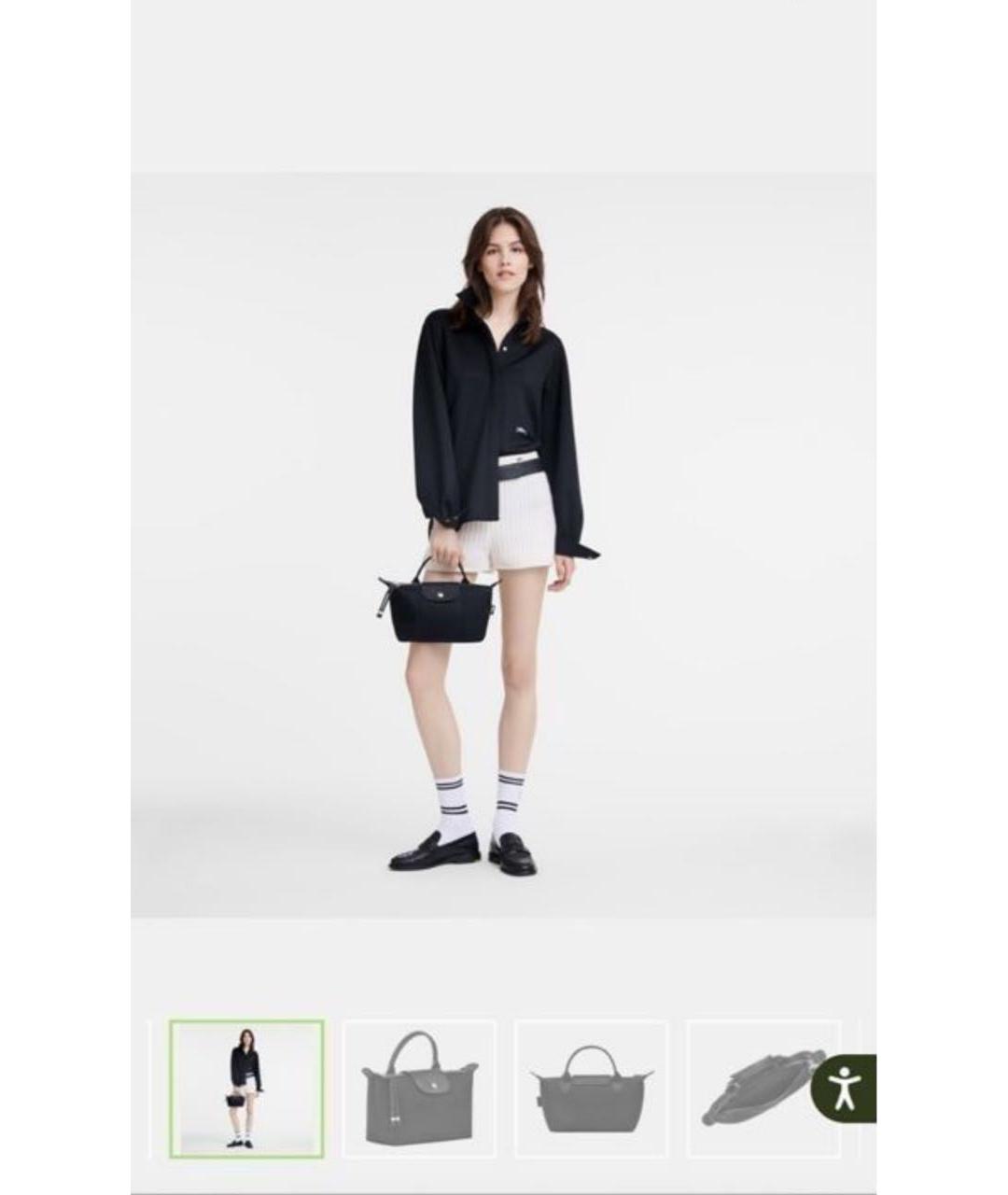 LONGCHAMP Черная тканевая сумка с короткими ручками, фото 6