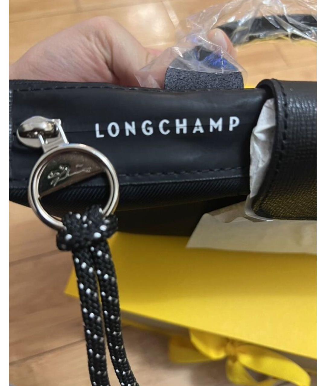 LONGCHAMP Черная тканевая сумка с короткими ручками, фото 3