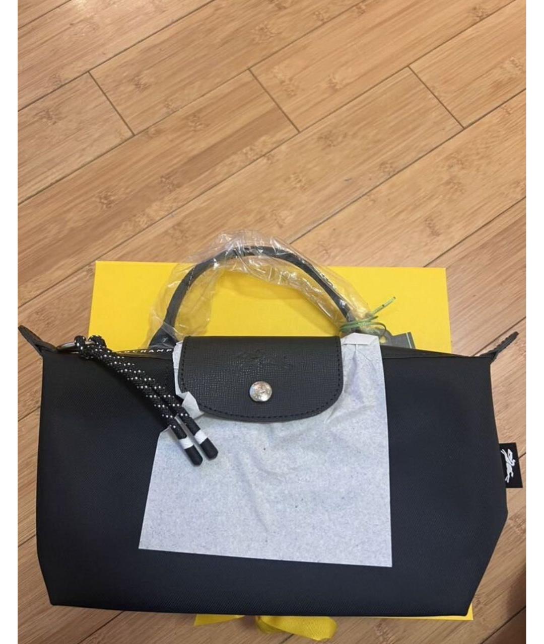 LONGCHAMP Черная тканевая сумка с короткими ручками, фото 7