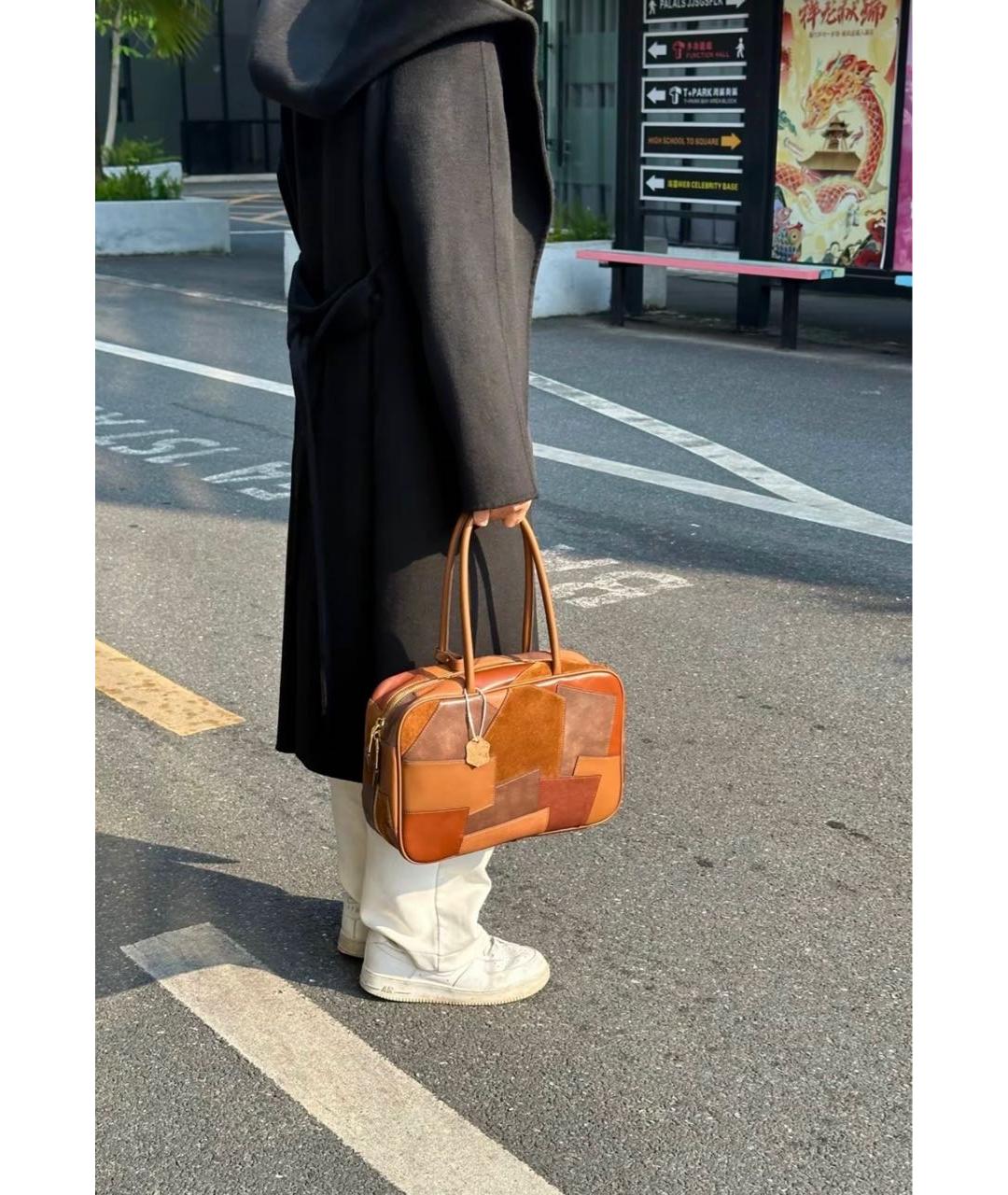 MIU MIU Коричневая кожаная сумка с короткими ручками, фото 7