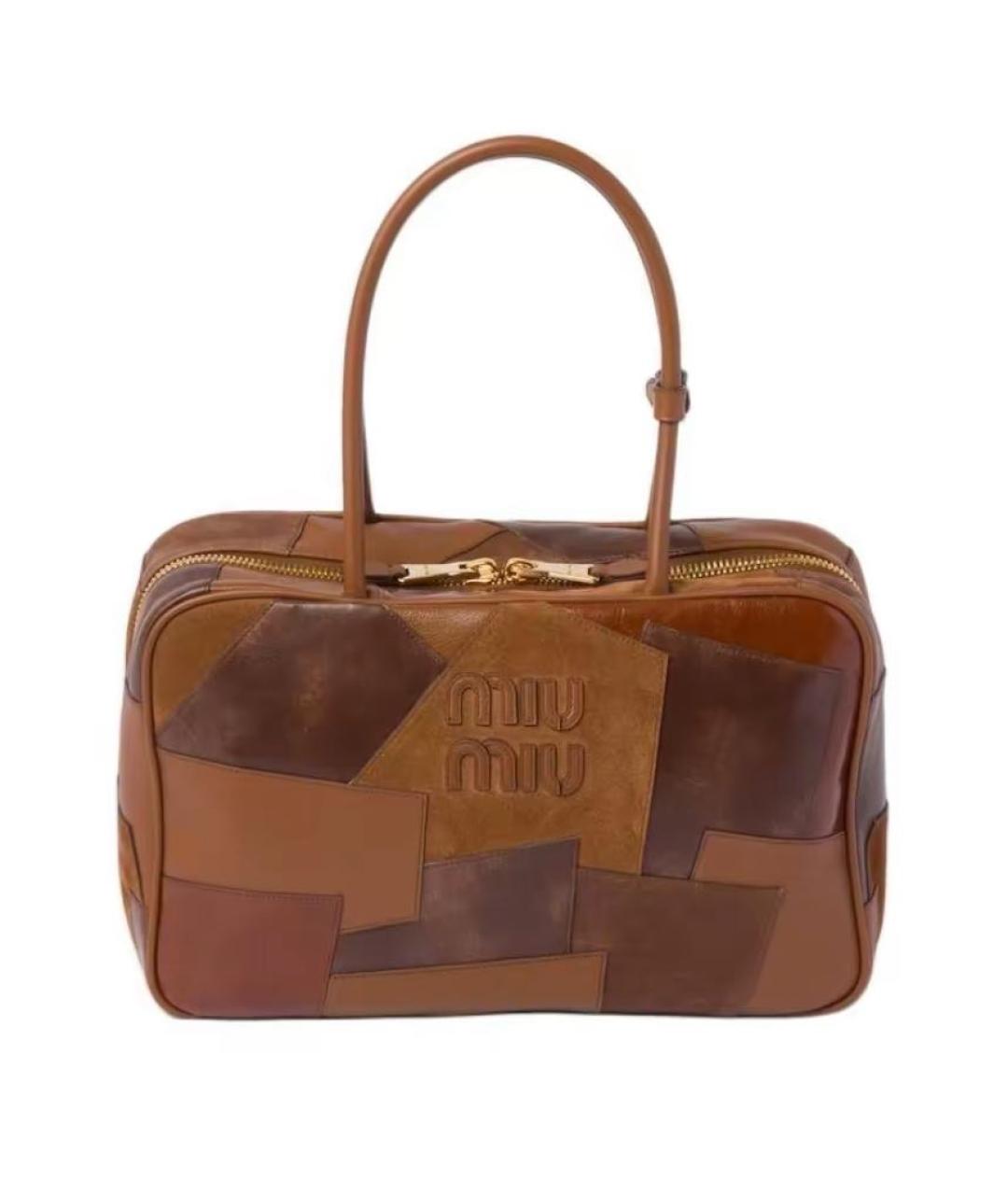 MIU MIU Коричневая кожаная сумка с короткими ручками, фото 8