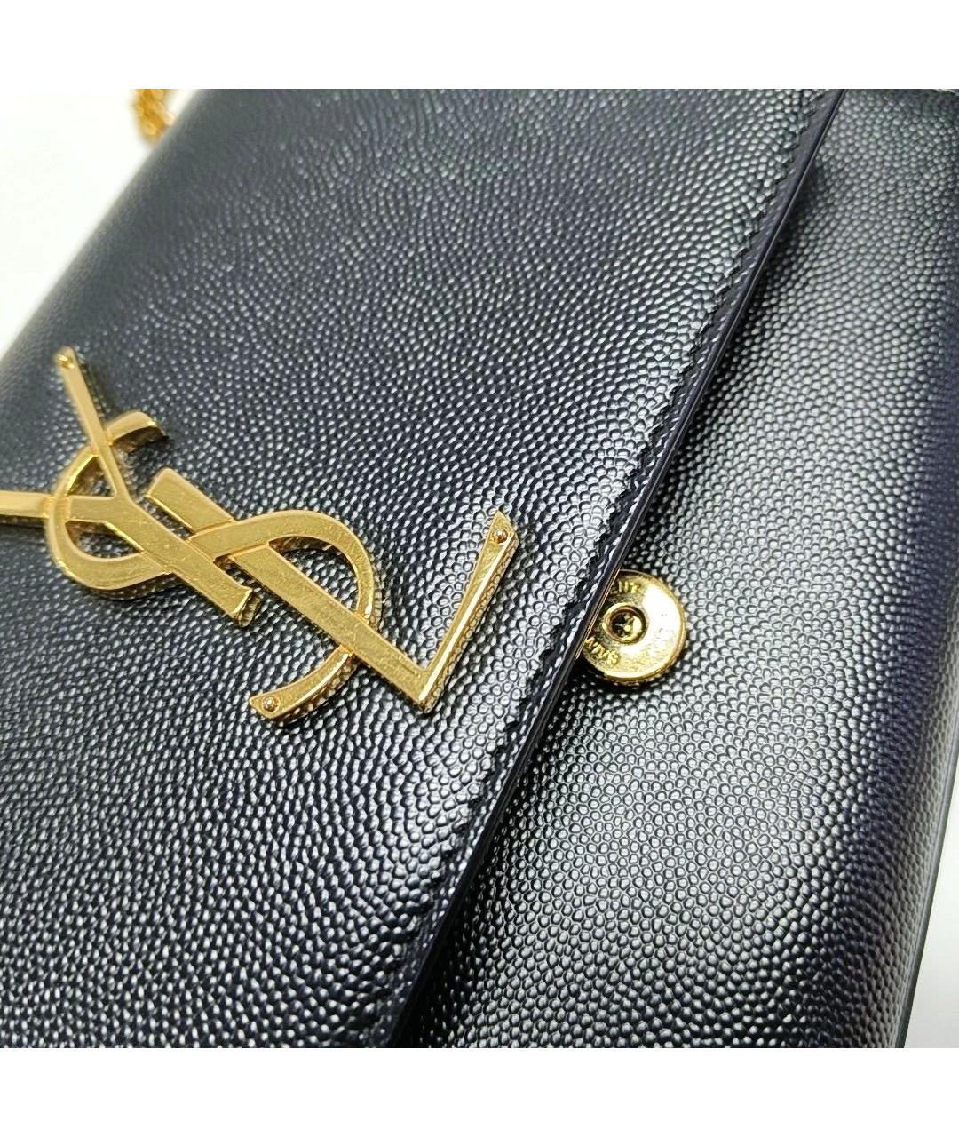 SAINT LAURENT Черная кожаная сумка через плечо, фото 6