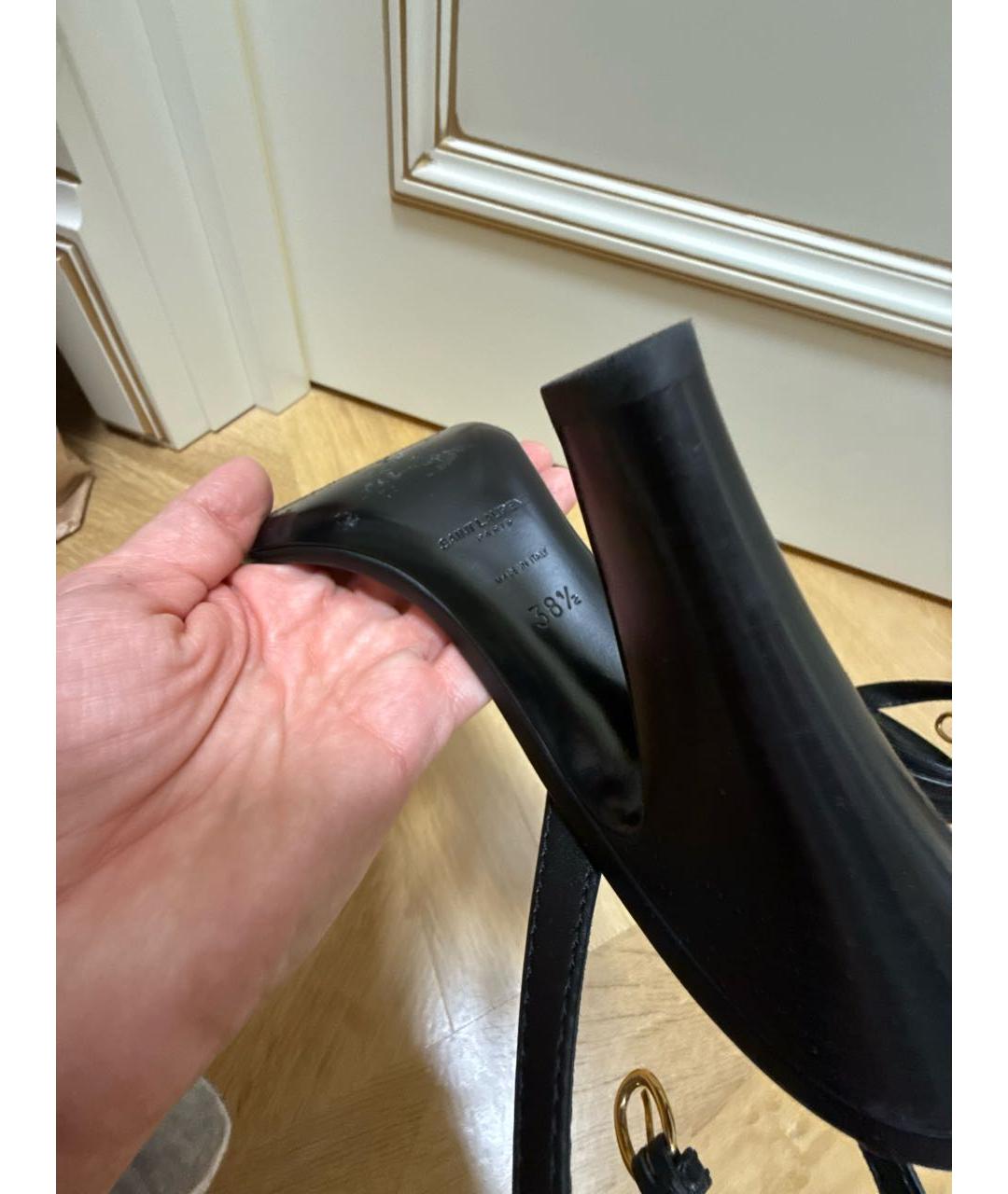 SAINT LAURENT Черные кожаные босоножки, фото 6