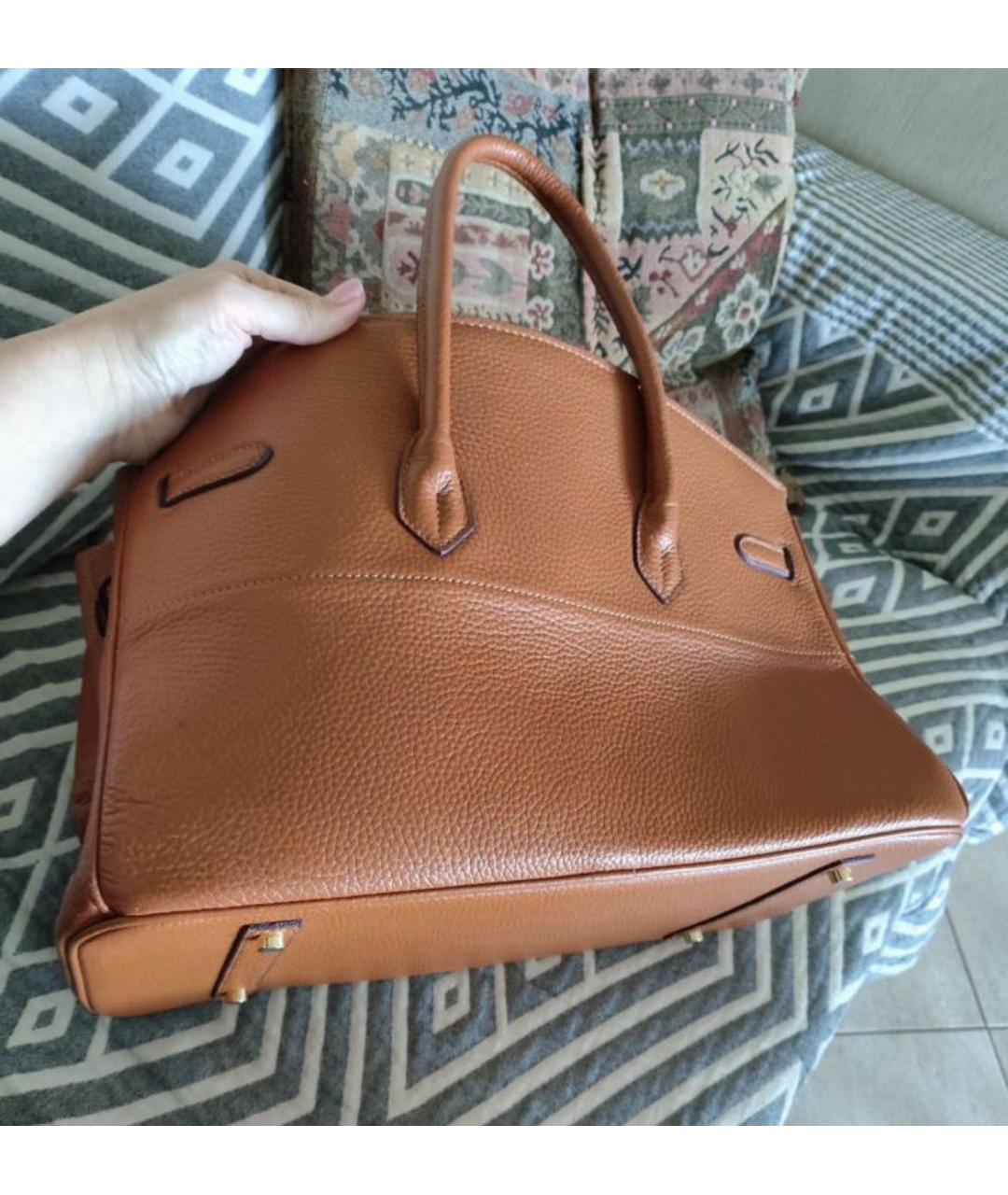 HERMES Коричневая кожаная сумка тоут, фото 3