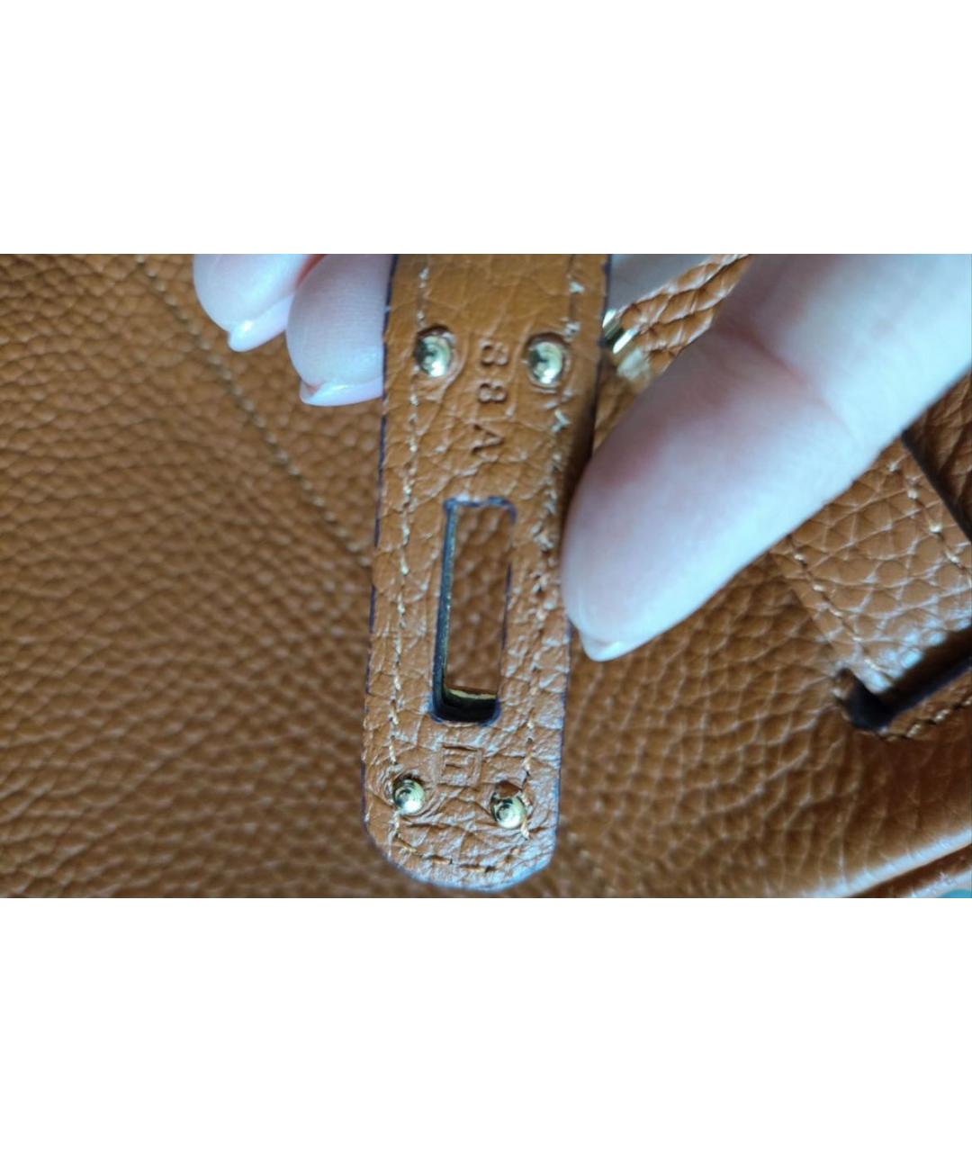 HERMES Коричневая кожаная сумка тоут, фото 5