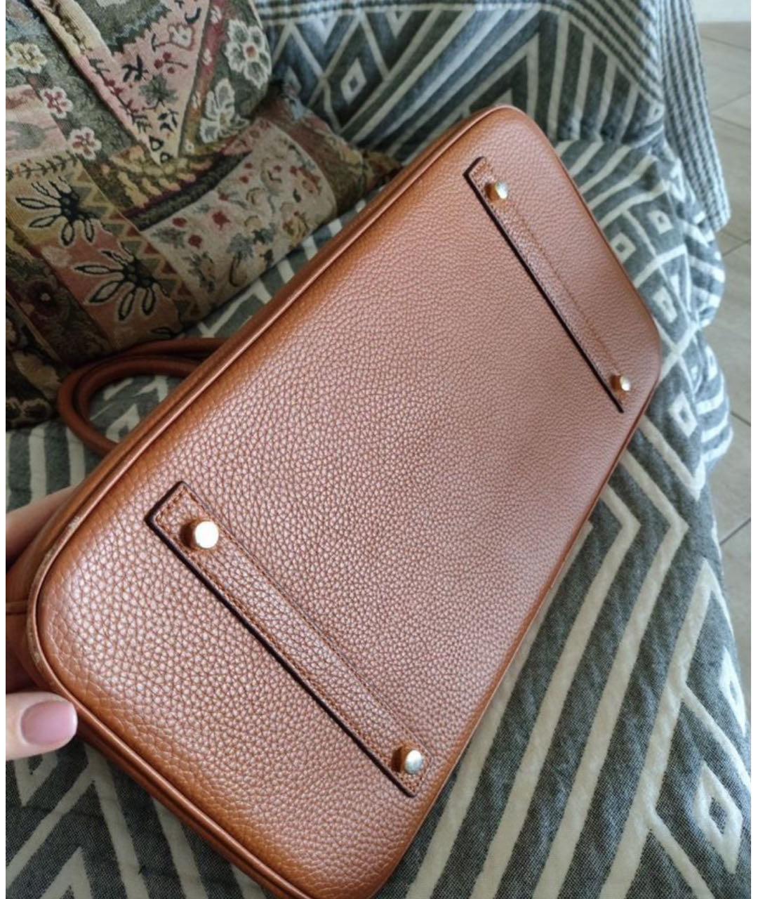 HERMES Коричневая кожаная сумка тоут, фото 8