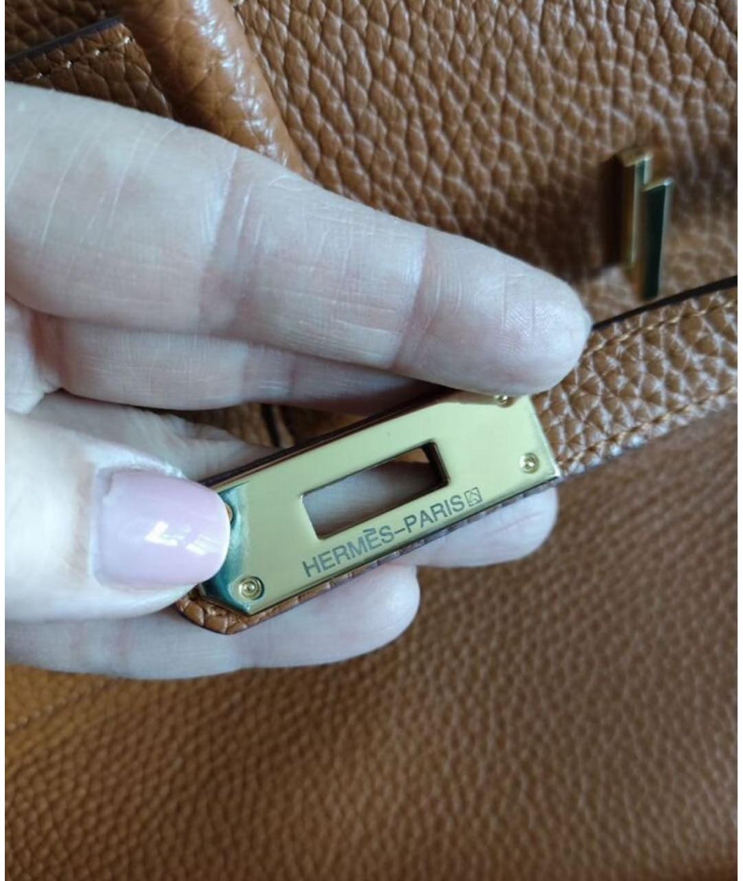 HERMES Коричневая кожаная сумка тоут, фото 7