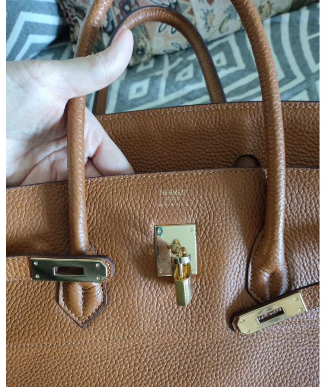 HERMES Коричневая кожаная сумка тоут, фото 4