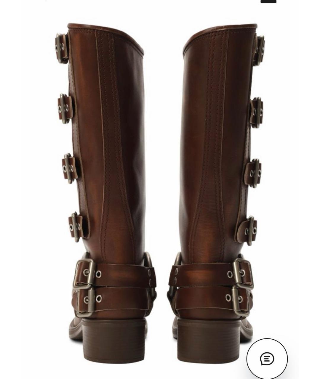 MIU MIU Коричневые кожаные сапоги, фото 4