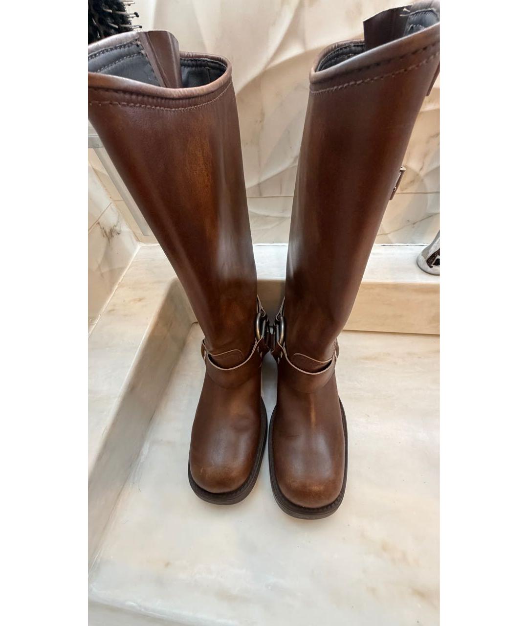 MIU MIU Коричневые кожаные сапоги, фото 6