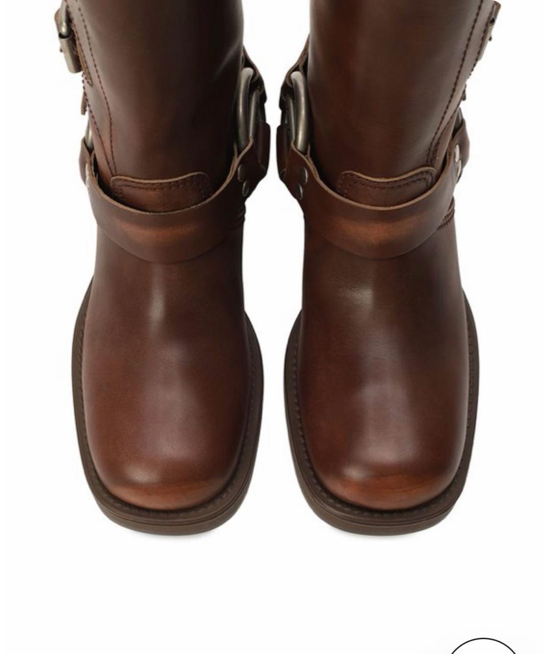 MIU MIU Коричневые кожаные сапоги, фото 3