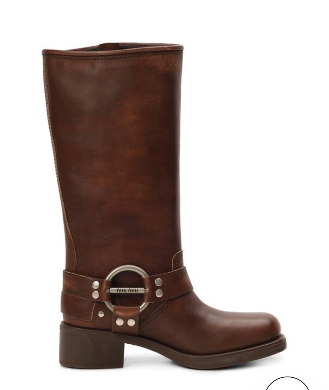 MIU MIU Коричневые кожаные сапоги, фото 8