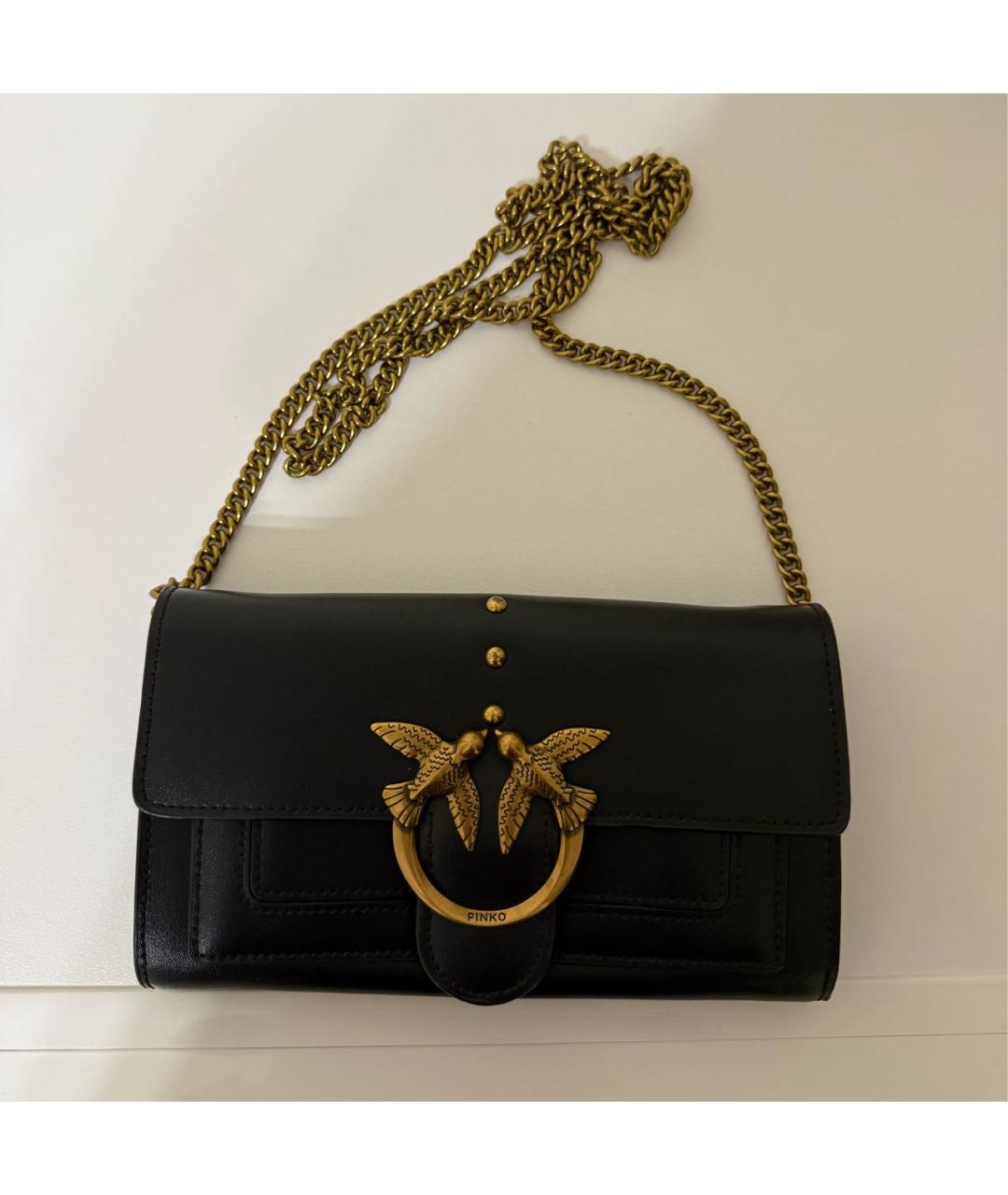 PINKO Черная кожаная сумка через плечо, фото 5