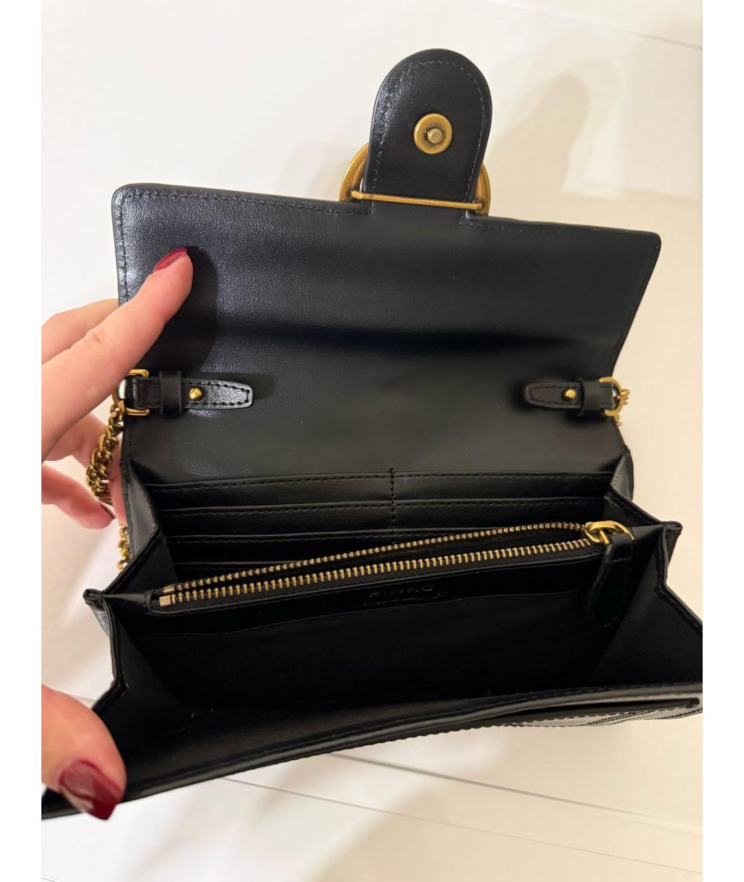 PINKO Черная кожаная сумка через плечо, фото 4
