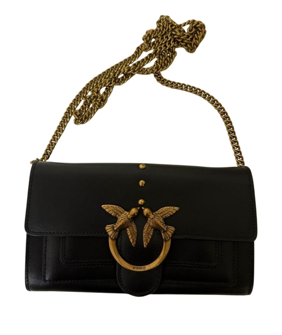 PINKO Черная кожаная сумка через плечо, фото 1