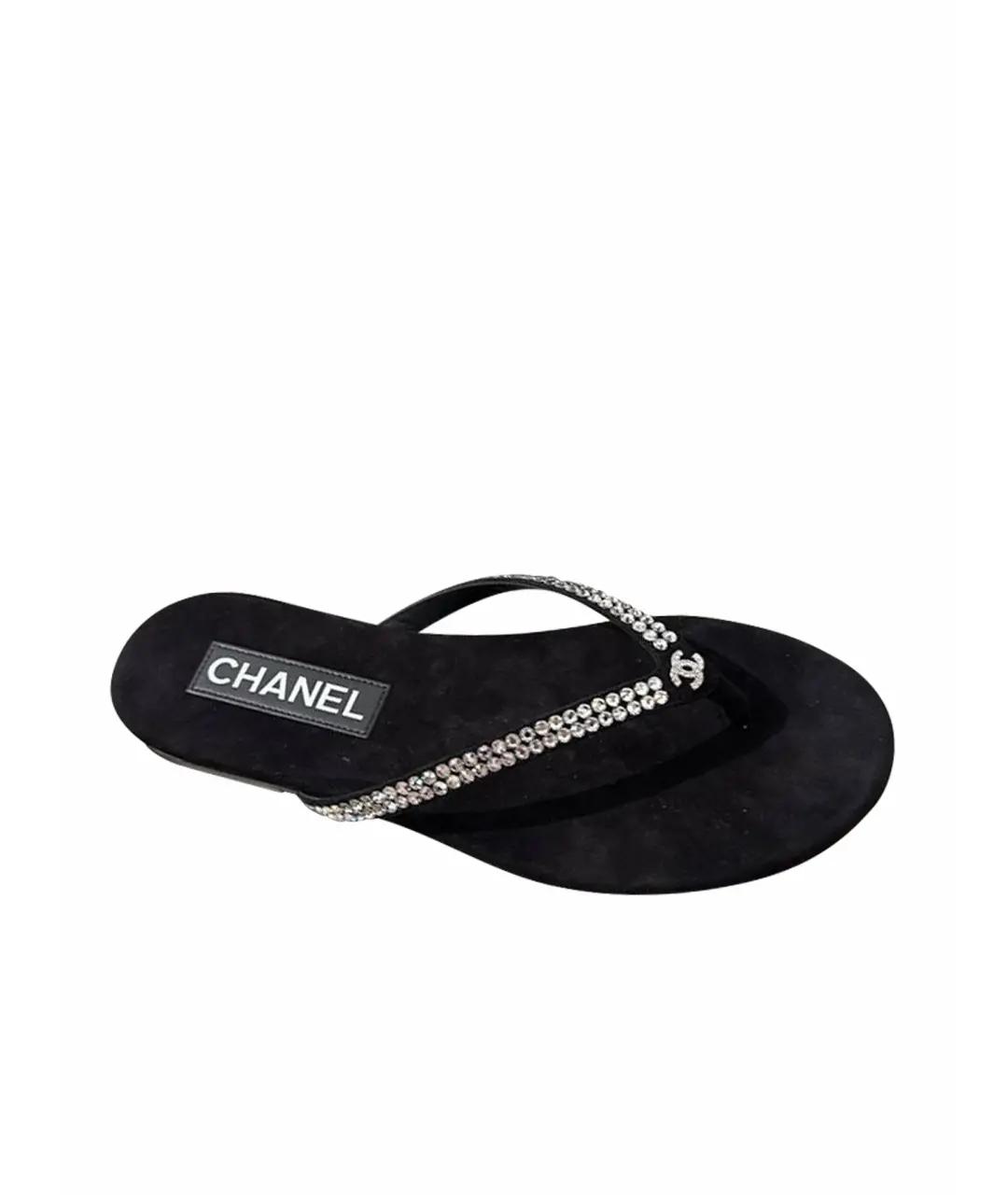 CHANEL Черные шлепанцы, фото 1