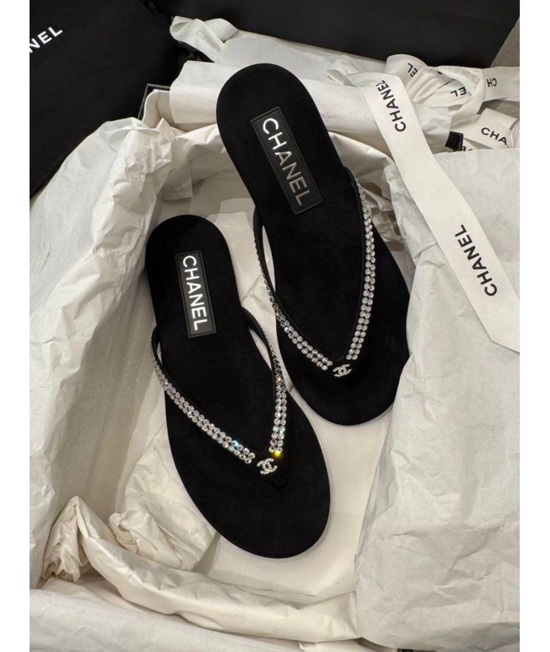 CHANEL Черные шлепанцы, фото 2