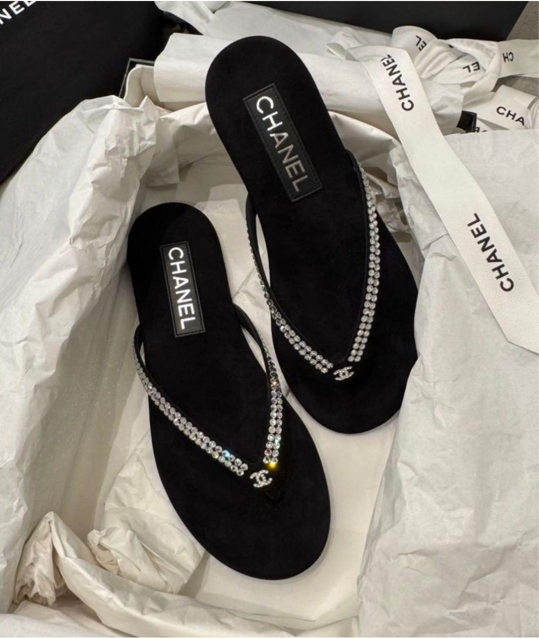 CHANEL Черные шлепанцы, фото 3