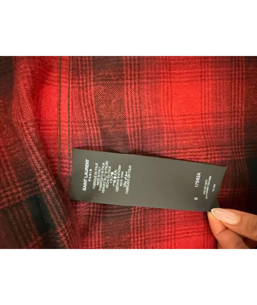 SAINT LAURENT Красная шерстяная кэжуал рубашка, фото 5