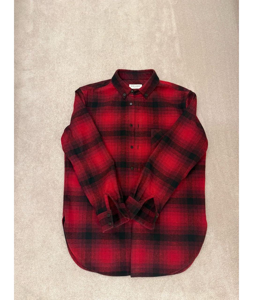 SAINT LAURENT Красная шерстяная кэжуал рубашка, фото 4