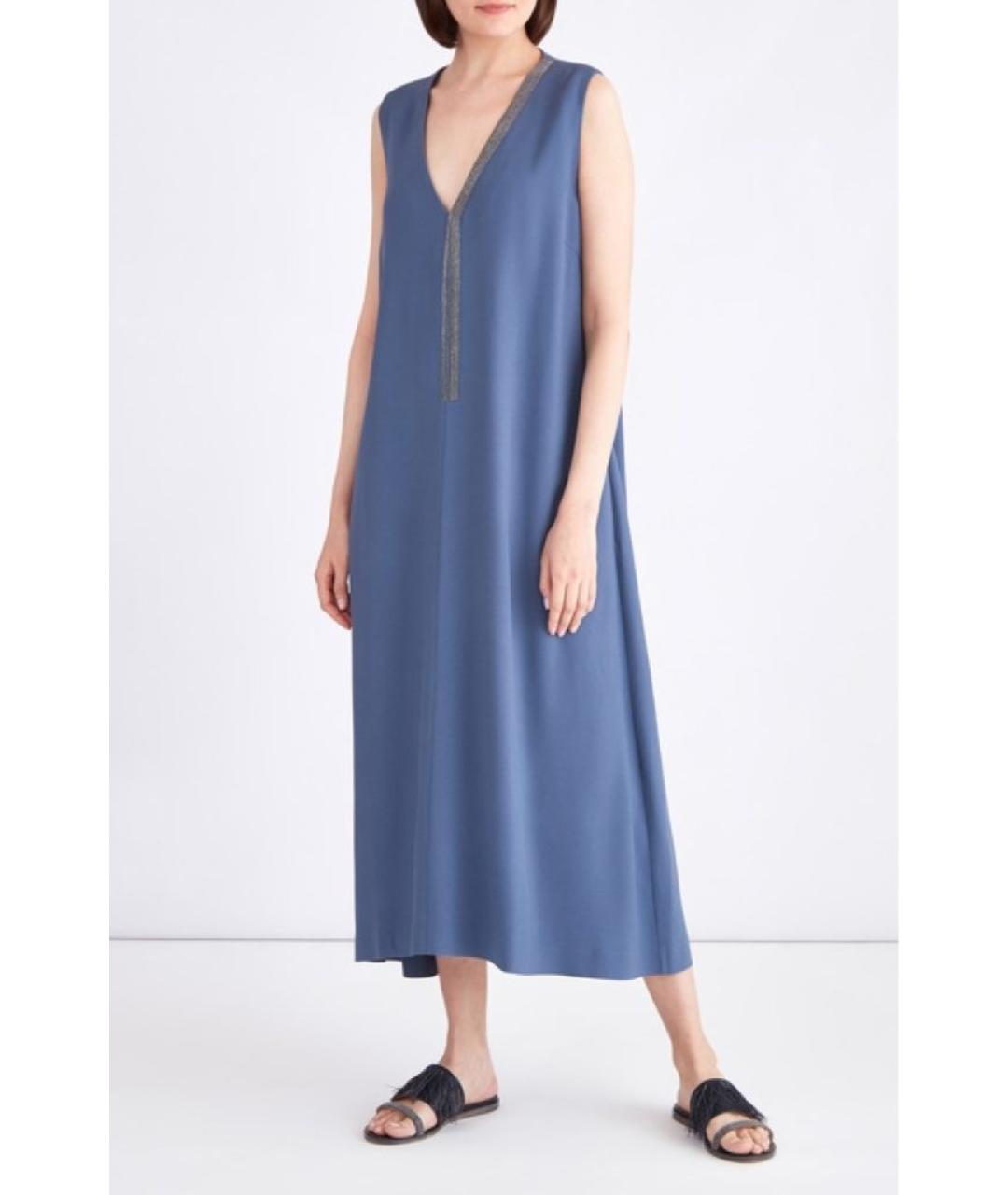 FABIANA FILIPPI Синее вискозное повседневное платье, фото 6