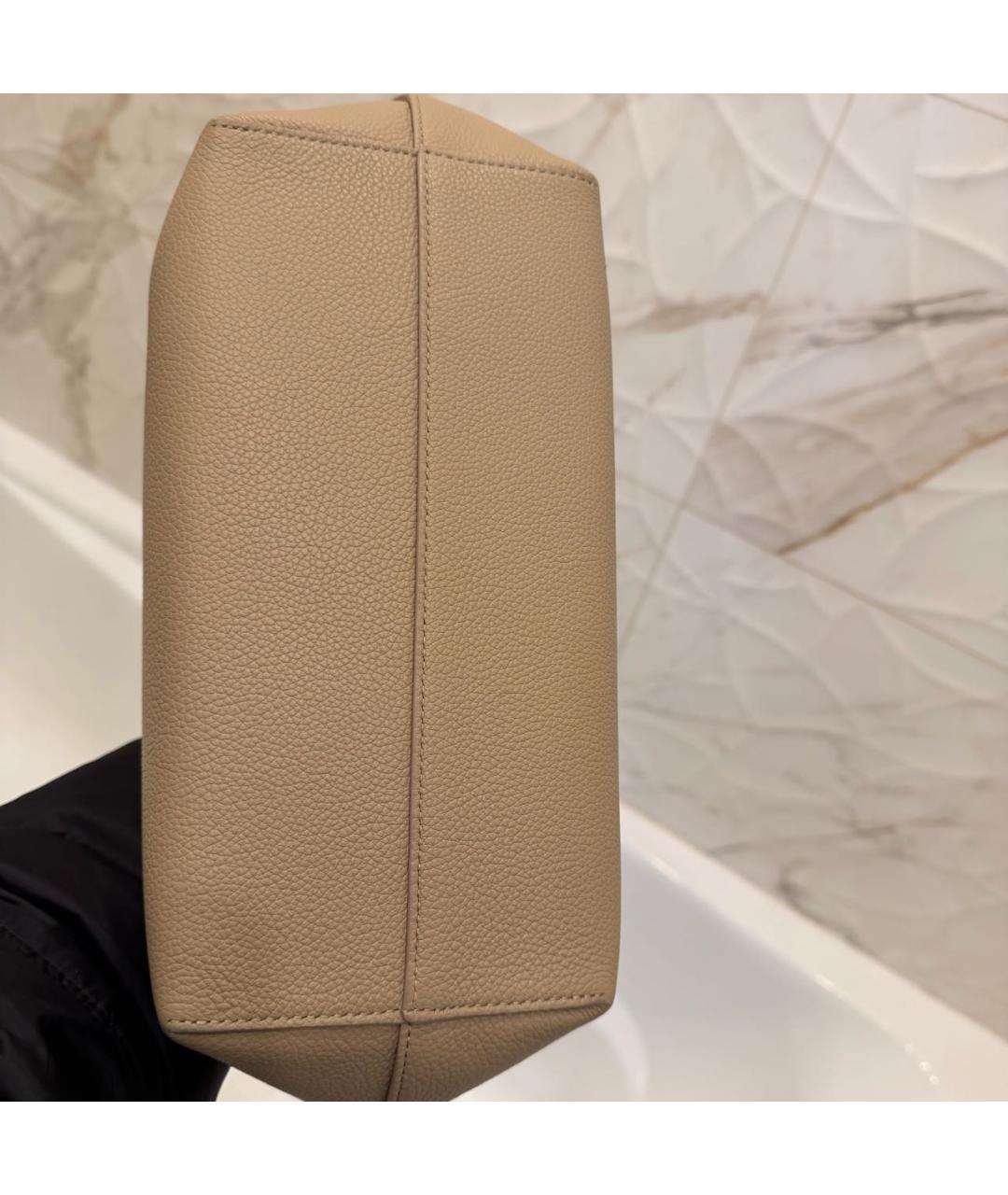 CELINE Бежевая кожаная сумка с короткими ручками, фото 8