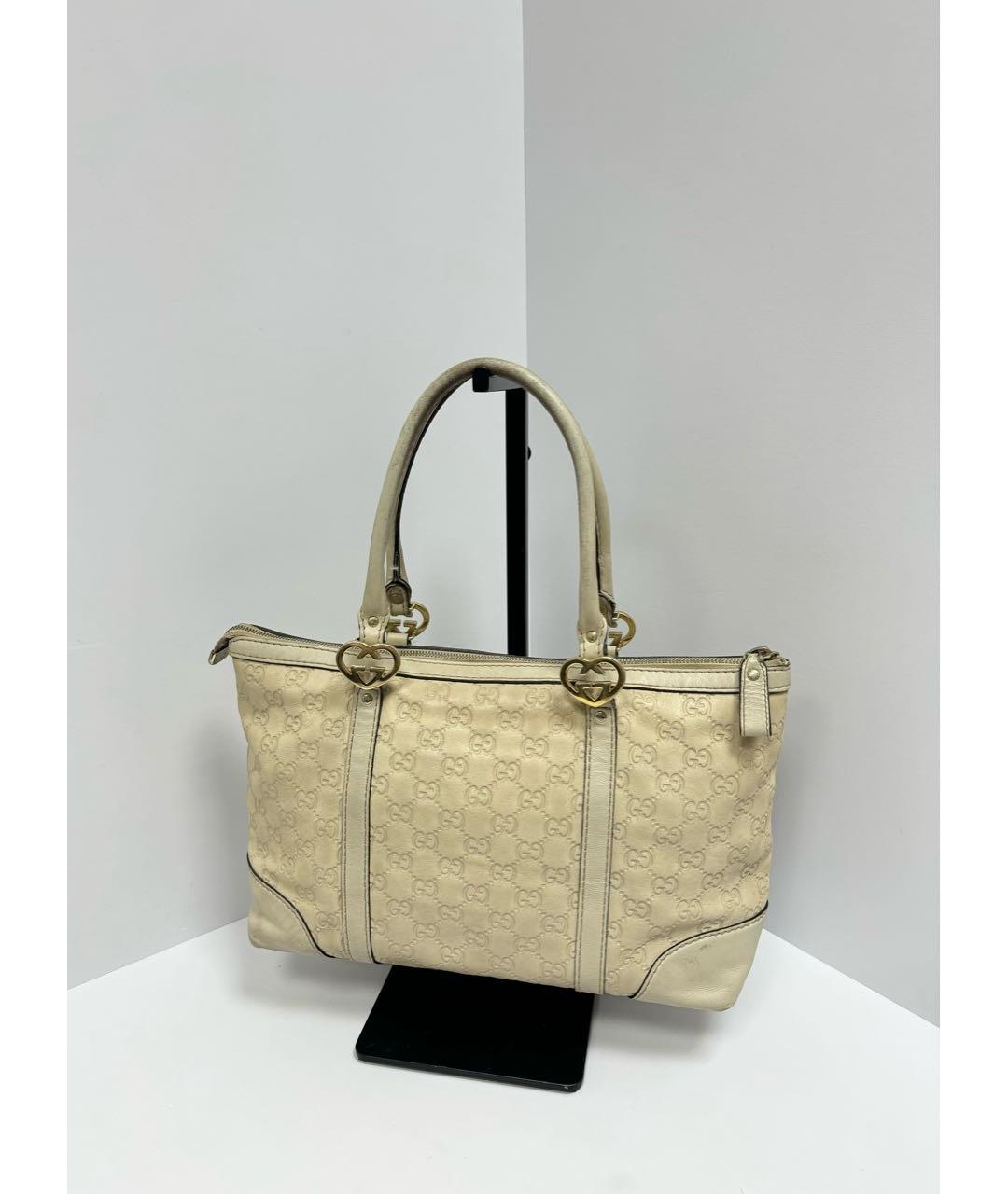 GUCCI Бежевая кожаная сумка тоут, фото 4