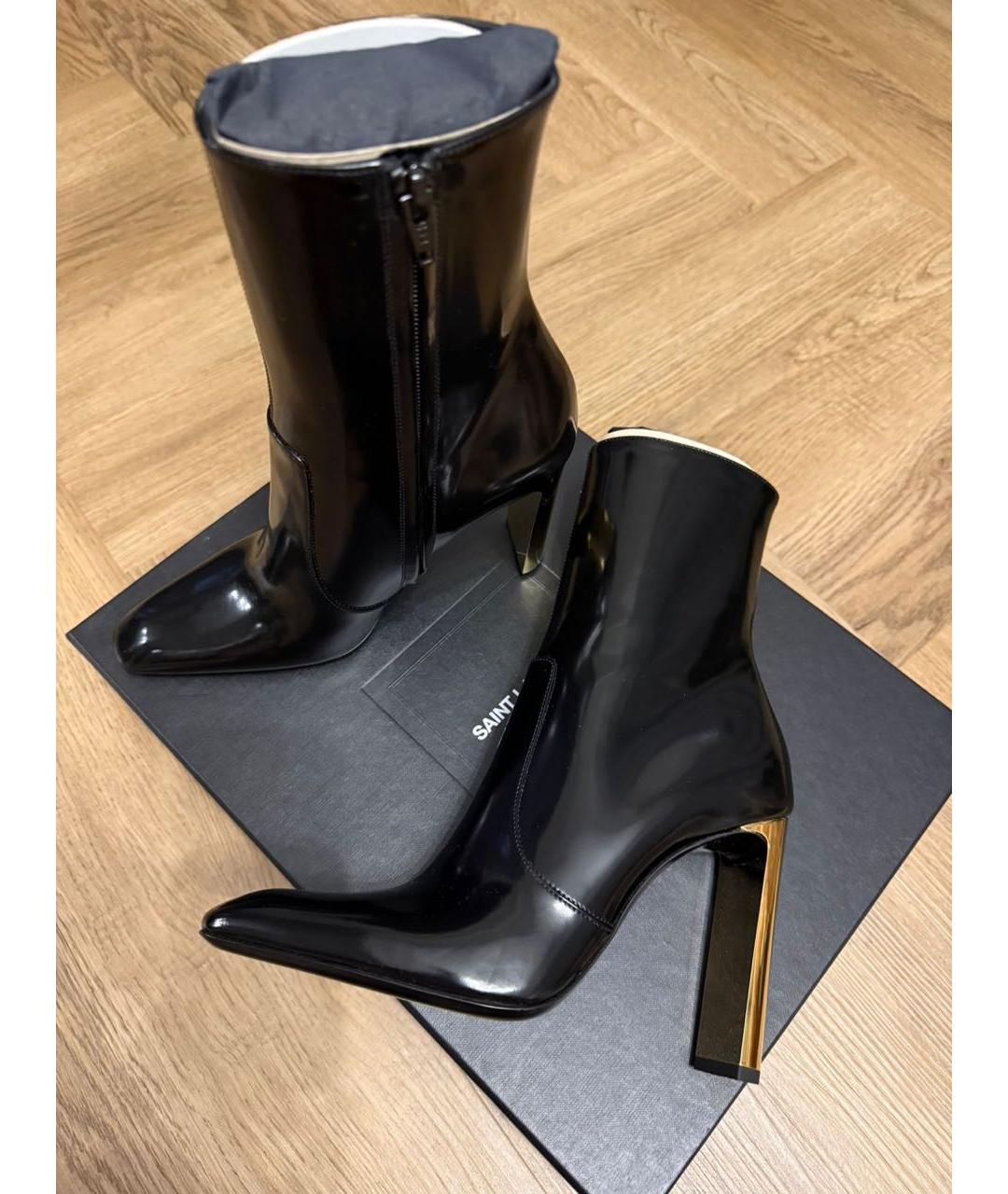 SAINT LAURENT Черные кожаные ботильоны, фото 3