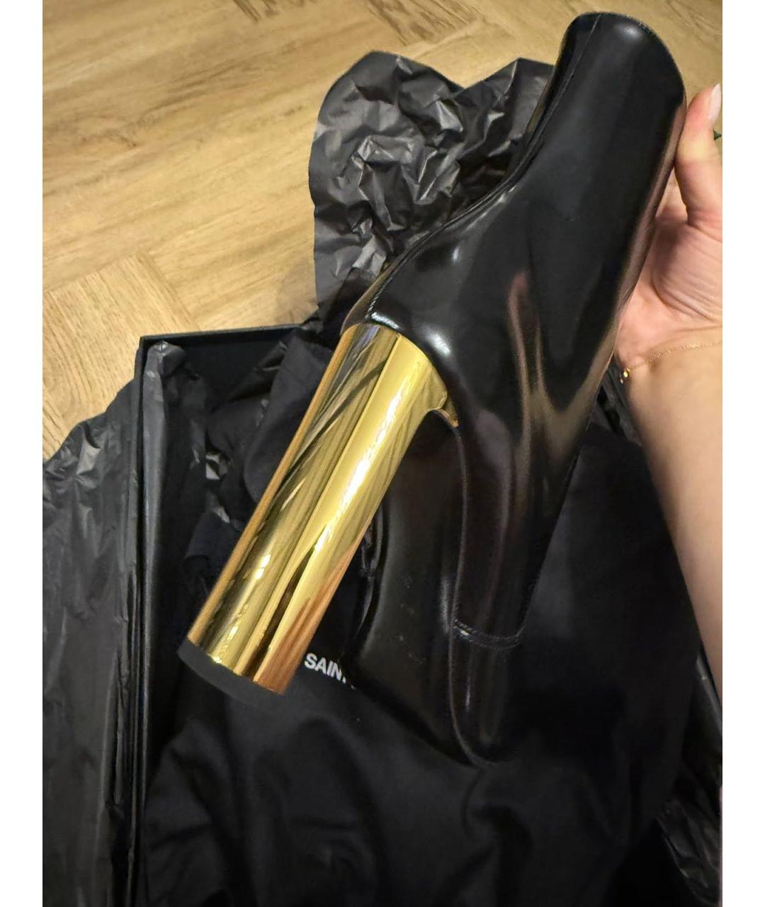 SAINT LAURENT Черные кожаные ботильоны, фото 4