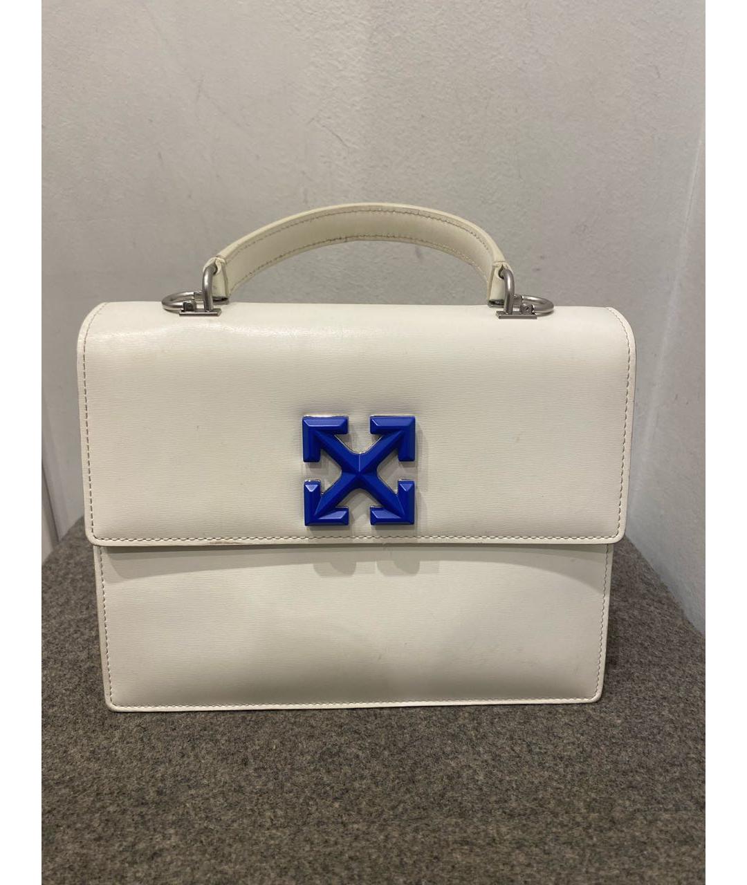 OFF-WHITE Белая кожаная сумка с короткими ручками, фото 5